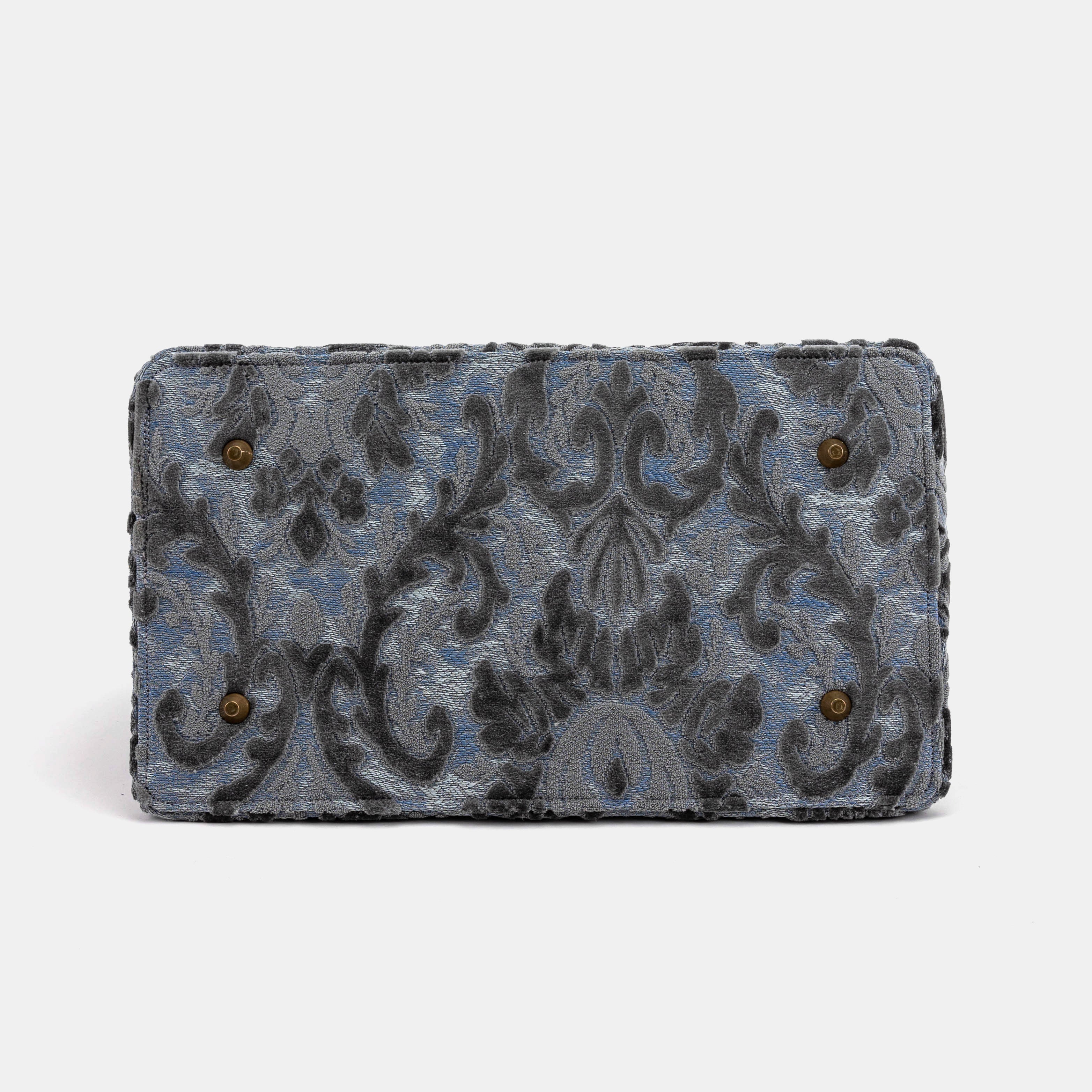 Burnout Velvet Steel Blue Celine Carpet Gladstone Bag - Image 11