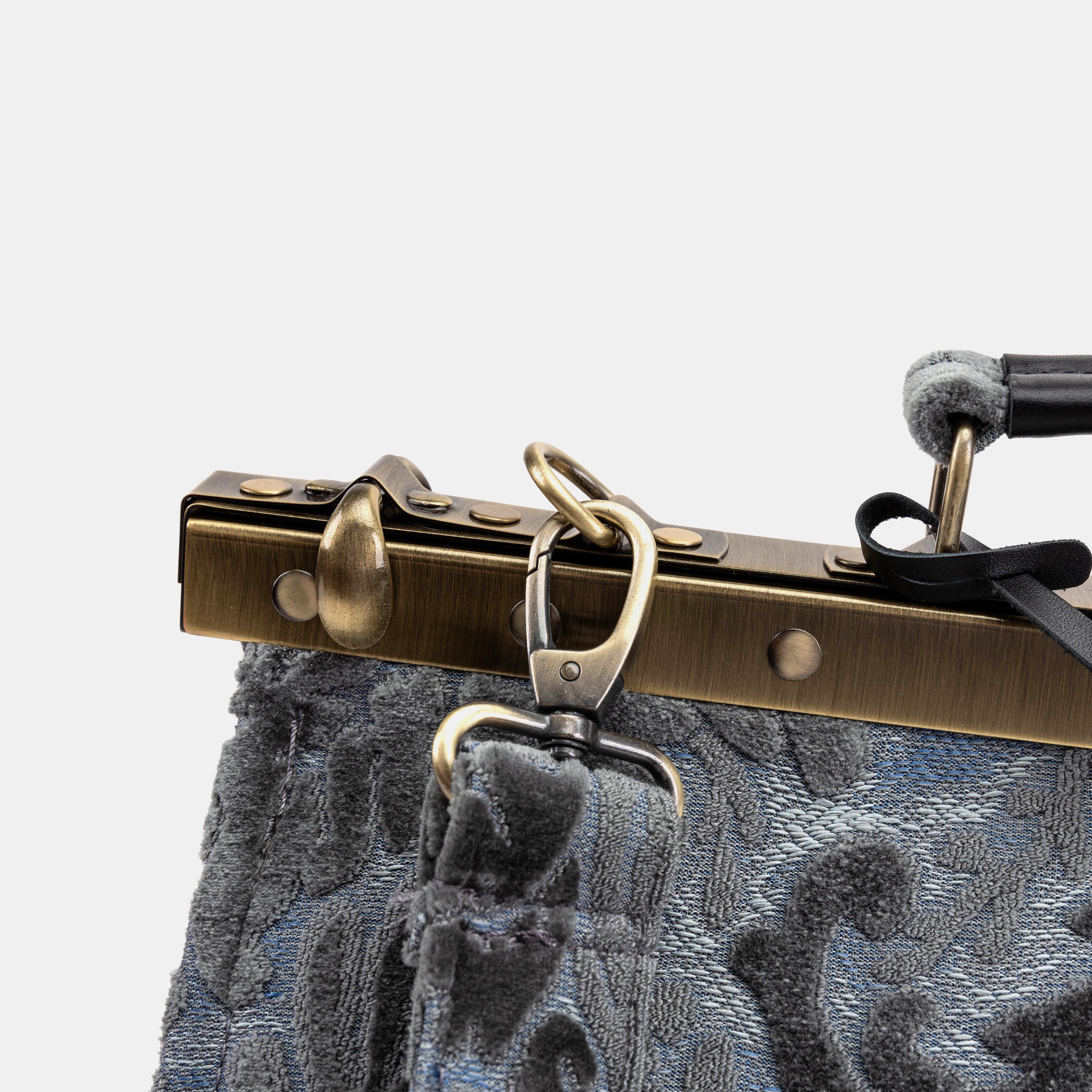 Burnout Velvet Steel Blue Celine Carpet Gladstone Bag - Image 7
