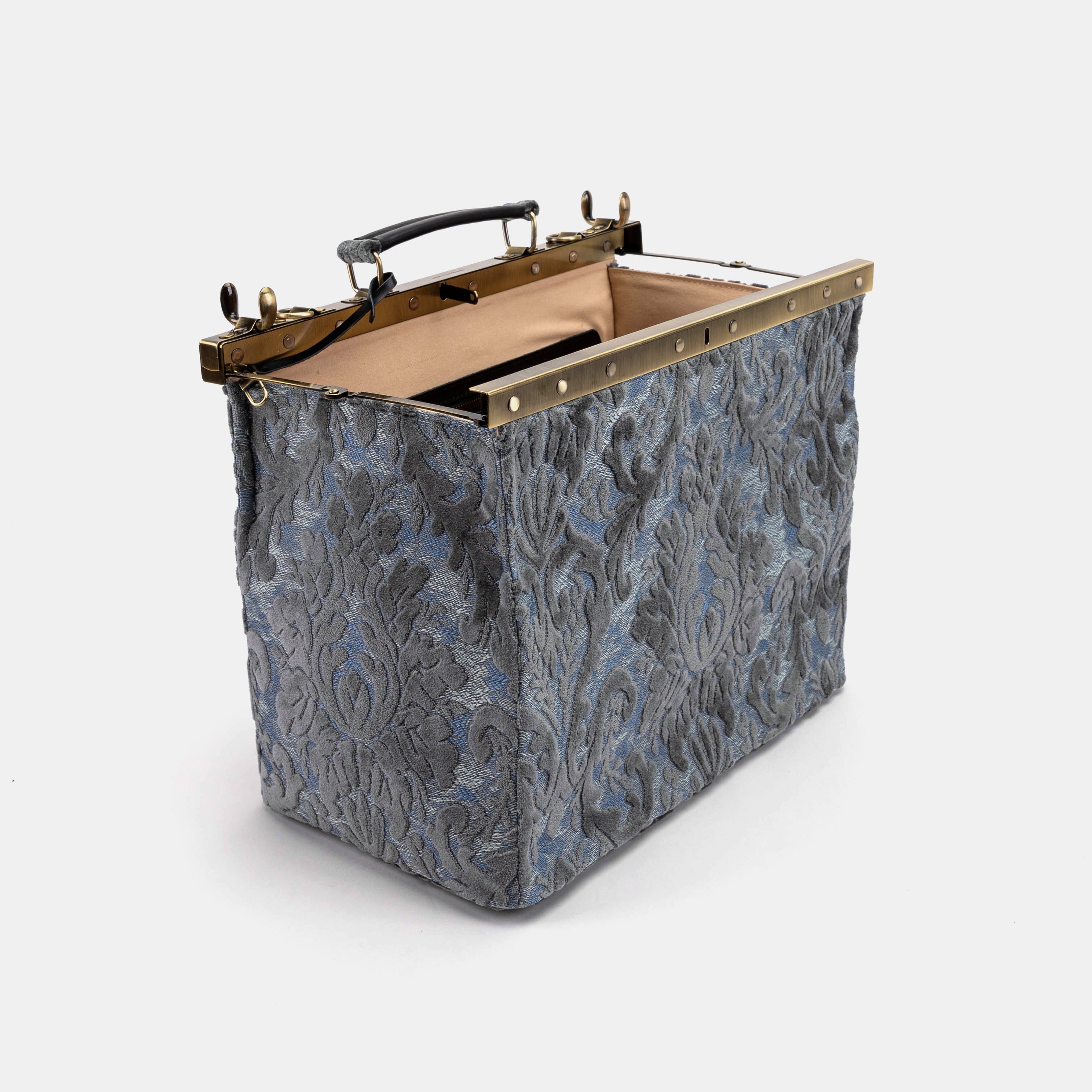 Burnout Velvet Steel Blue Celine Carpet Gladstone Bag - Image 9