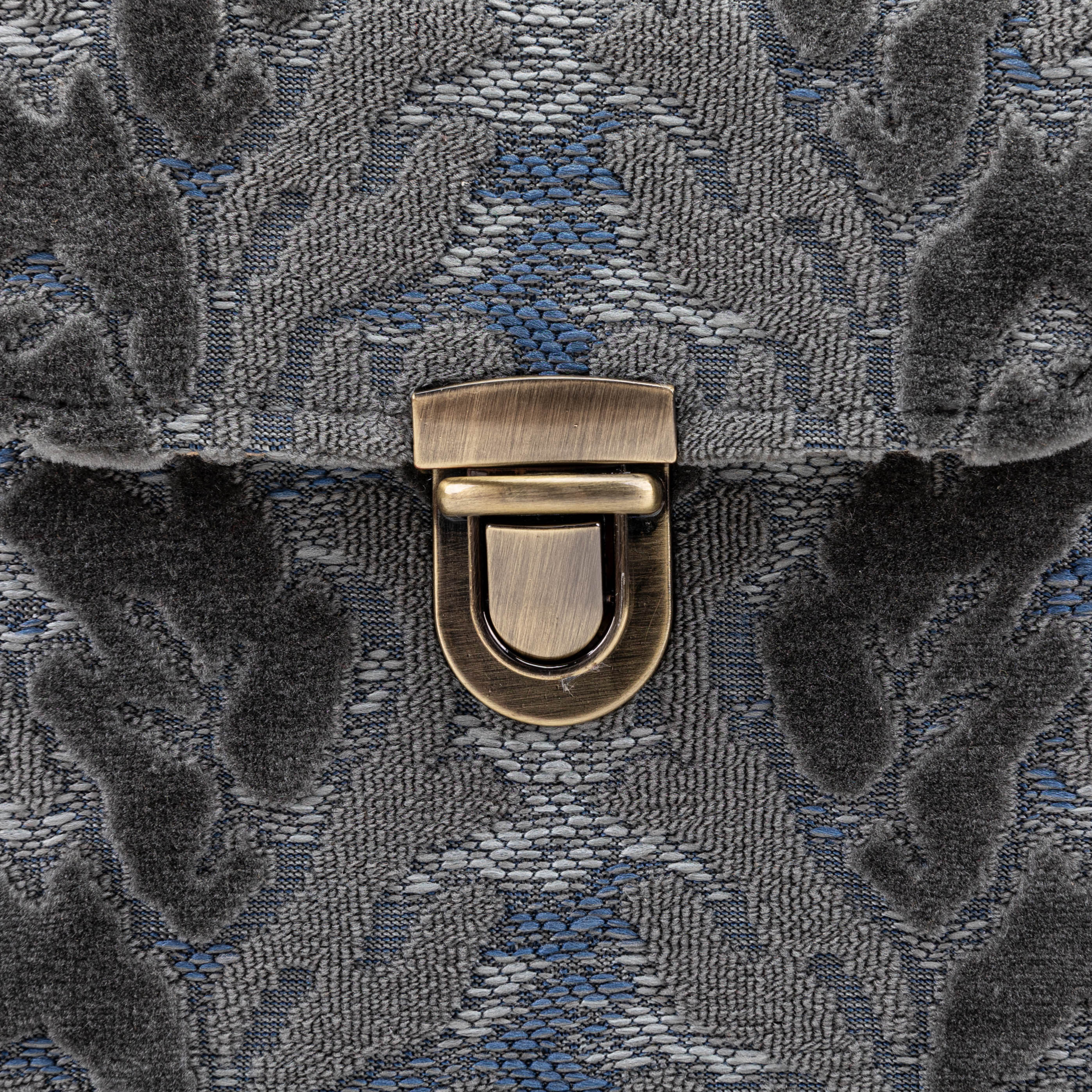 Burnout Velvet Steel Blue Emma Small Train Case Crossbody - Image 5