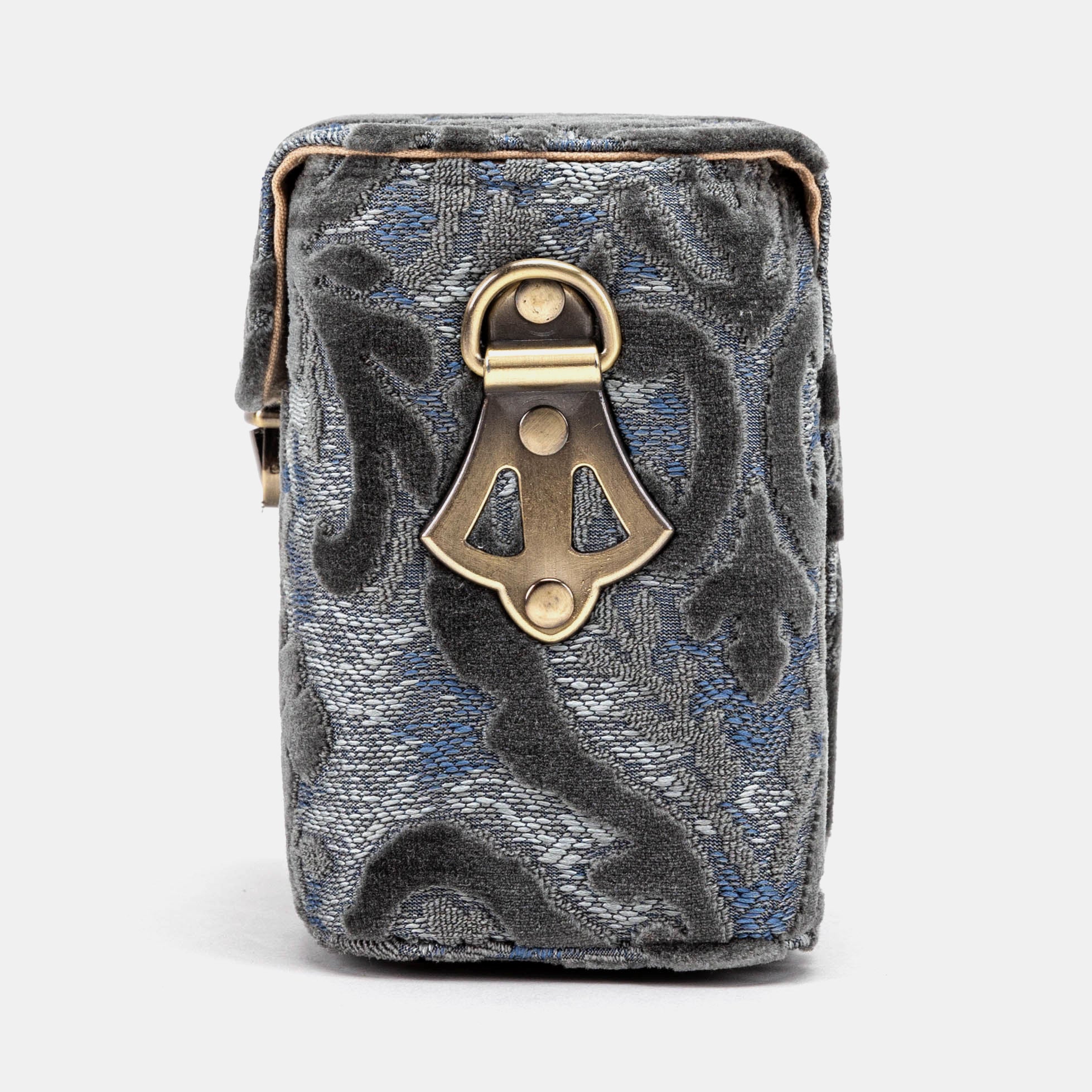 Burnout Velvet Steel Blue Emma Small Train Case Crossbody - Image 6