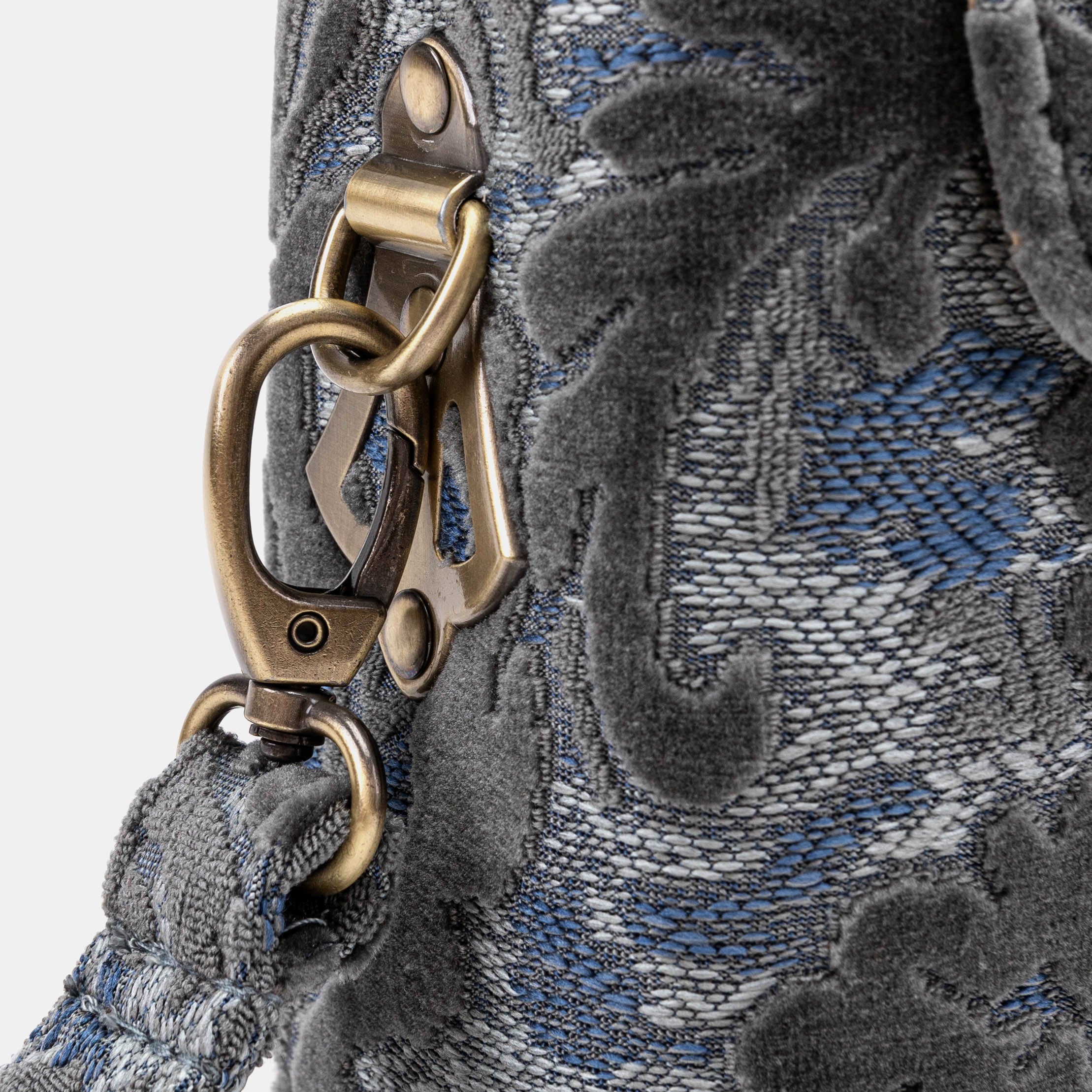 Burnout Velvet Steel Blue Emma Small Train Case Crossbody - Image 8