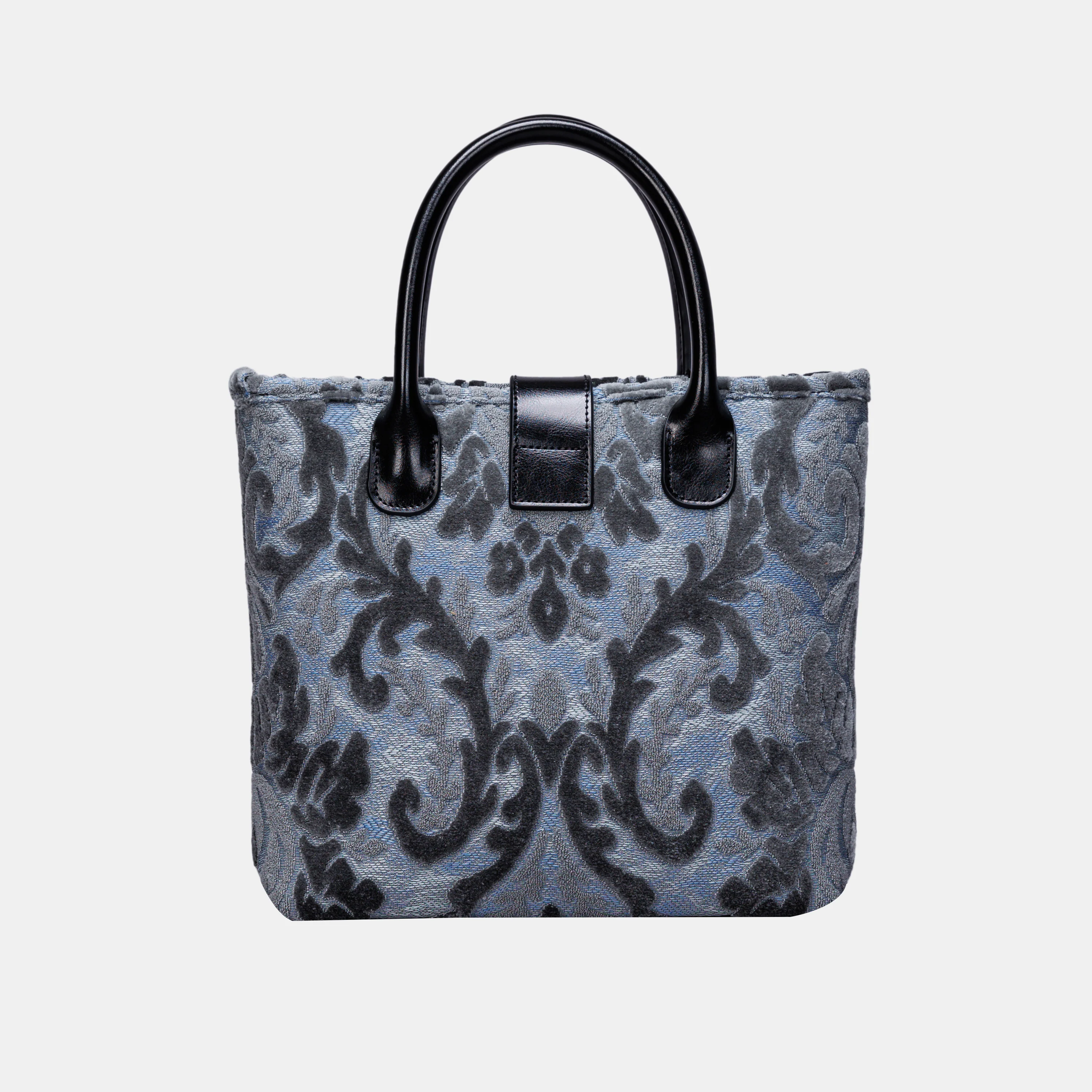 Burnout Velvet Steel Blue Tuck Lock Carpet Satchel - Image 3