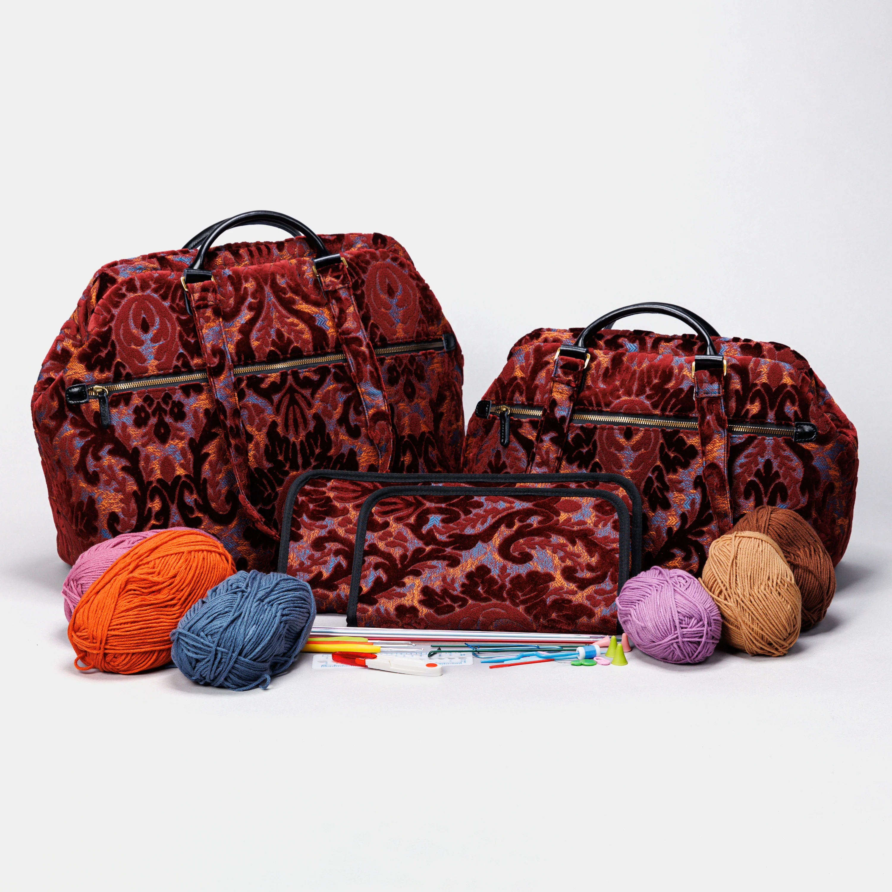 Burnout Velvet Wine Knitting Project Bag