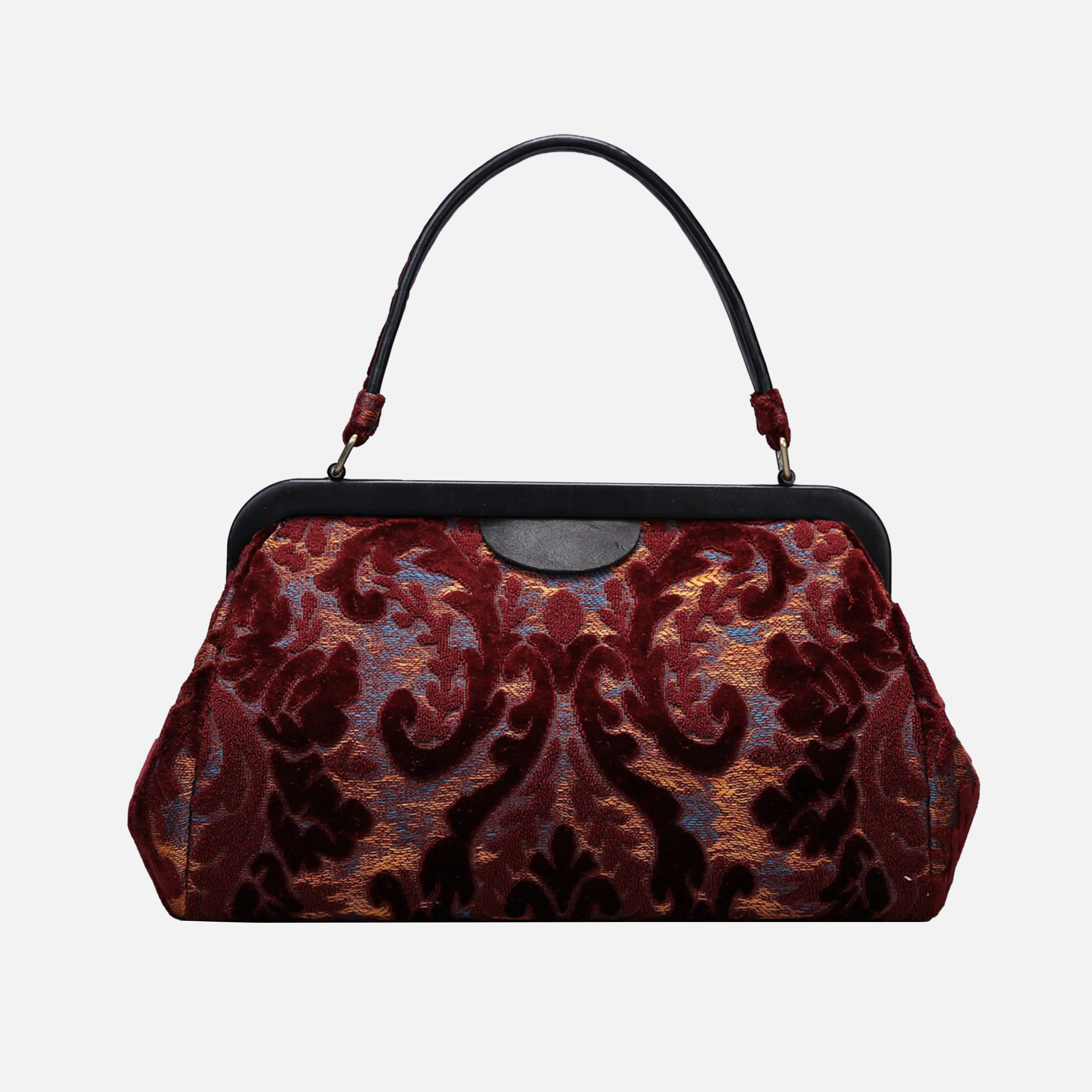 Burnout Velvet Wine Top Handle Purse - Image 3