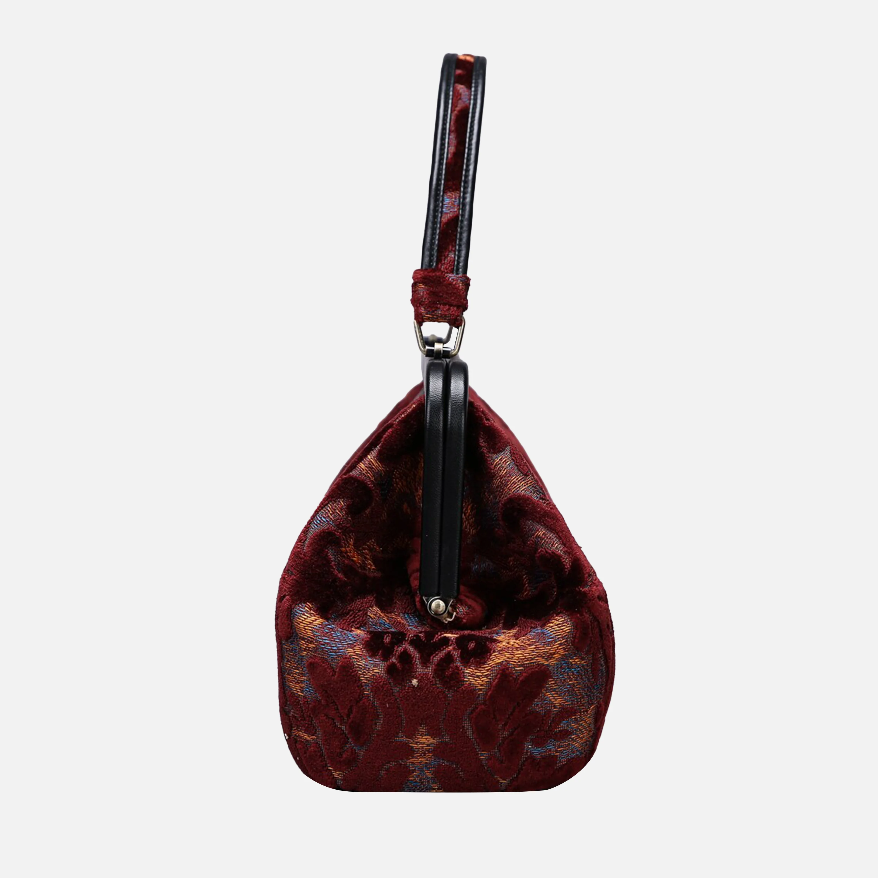 Burnout Velvet Wine Top Handle Purse - Image 4
