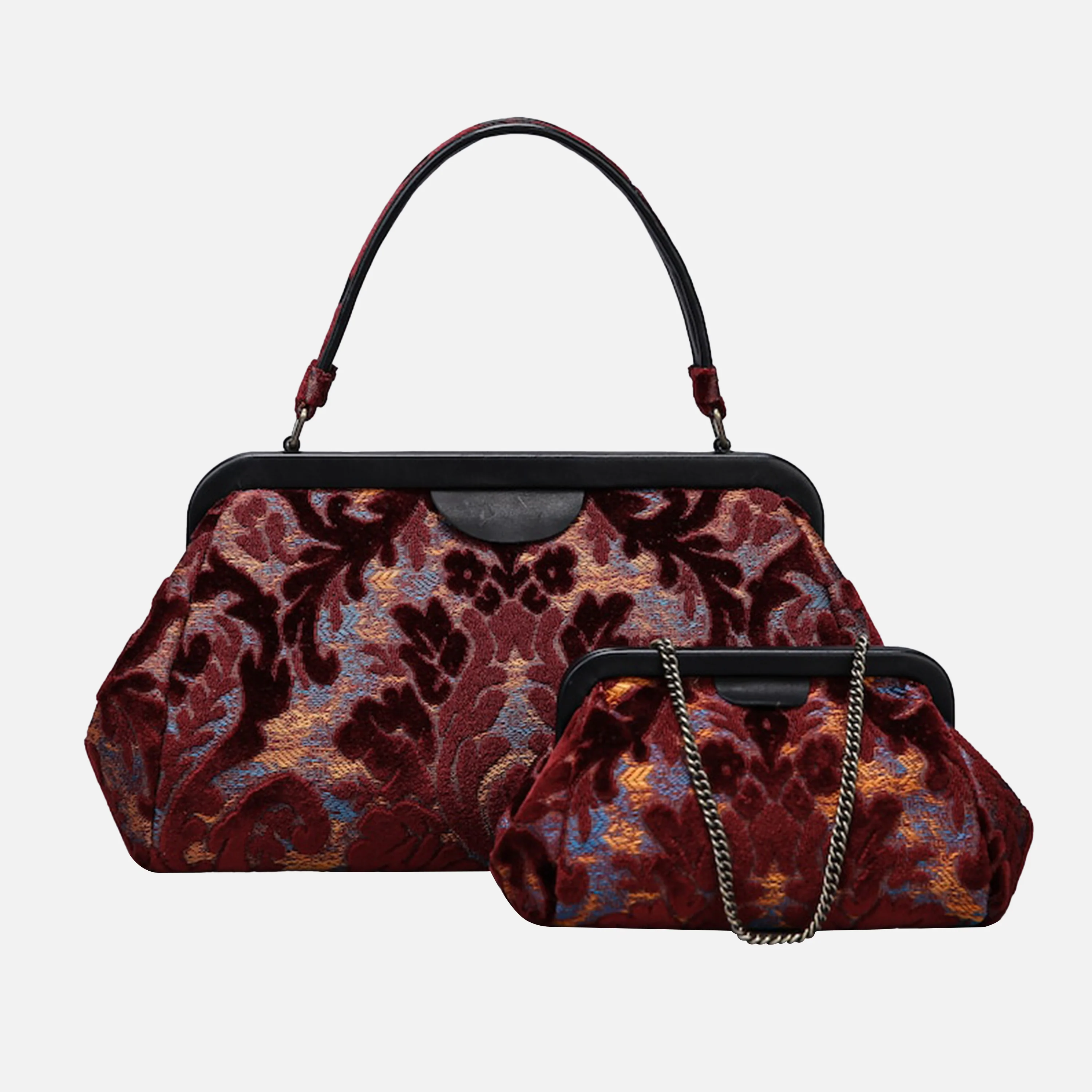 Burnout Velvet Wine Top Handle Purse - Image 7