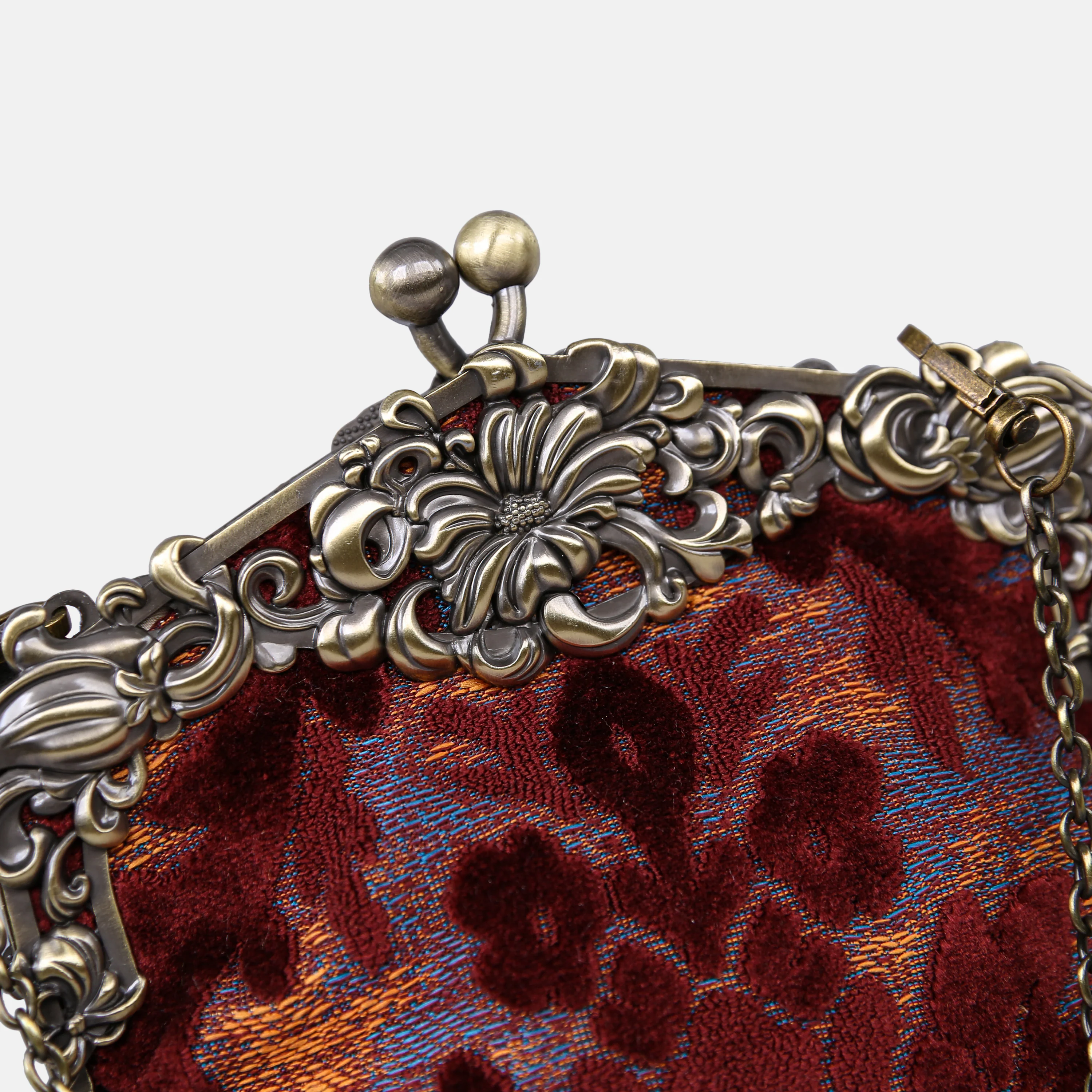 Burnout Velvet Wine Chatelaine Purse Large - Image 5
