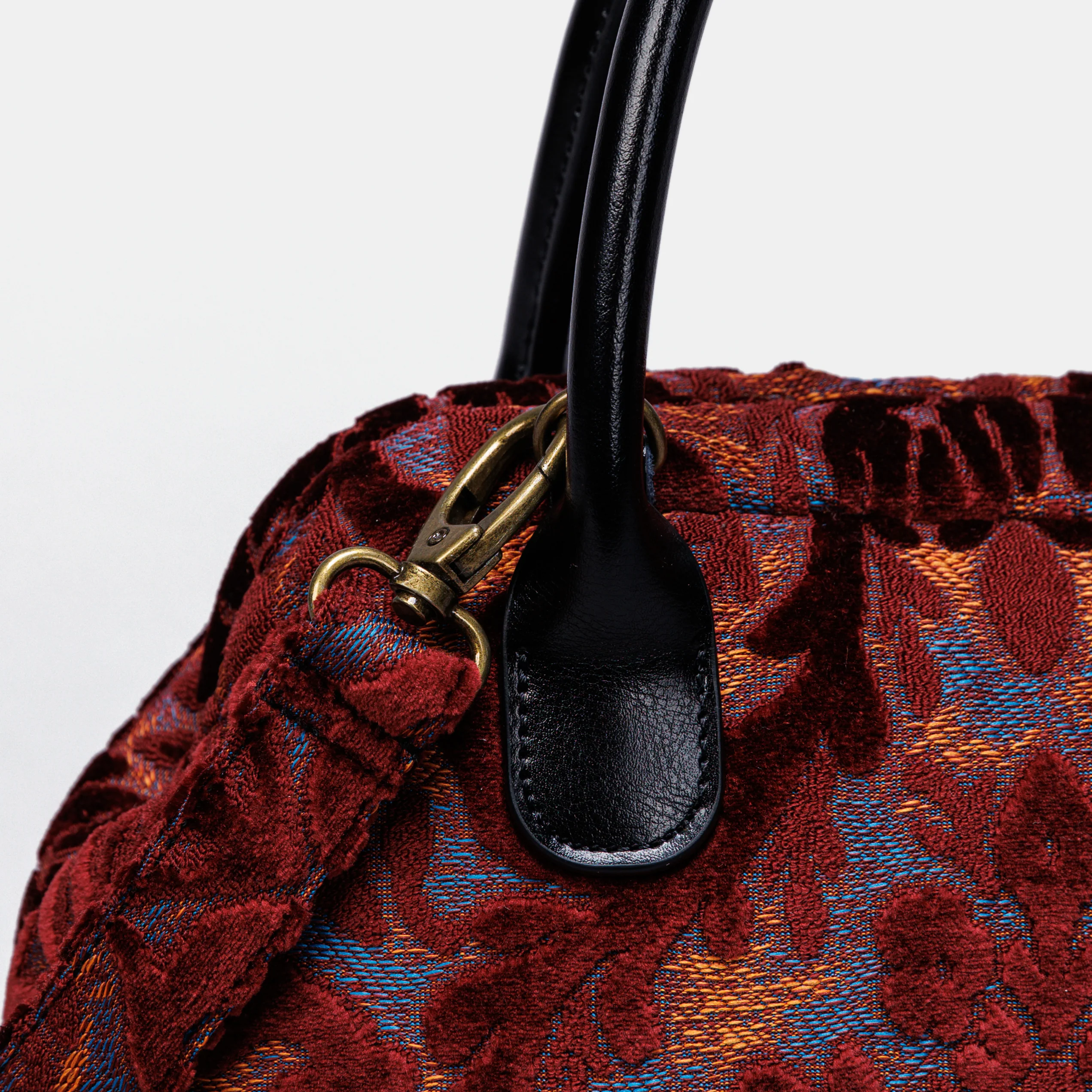 Burnout Velvet Wine Carpet Satchel - Image 5