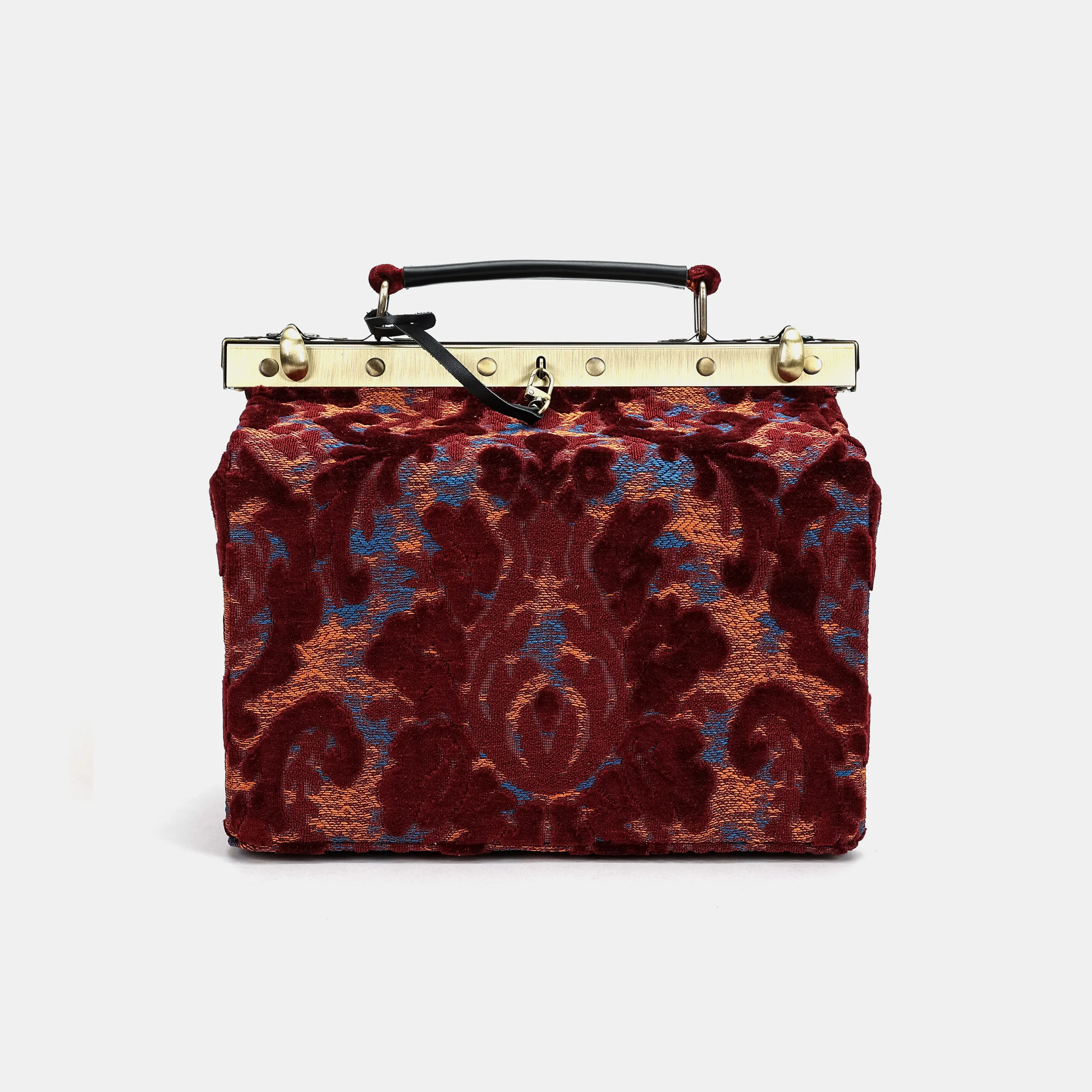 Burnout Velvet Wine Vivienne Carpet Purse Gladstone Bag
