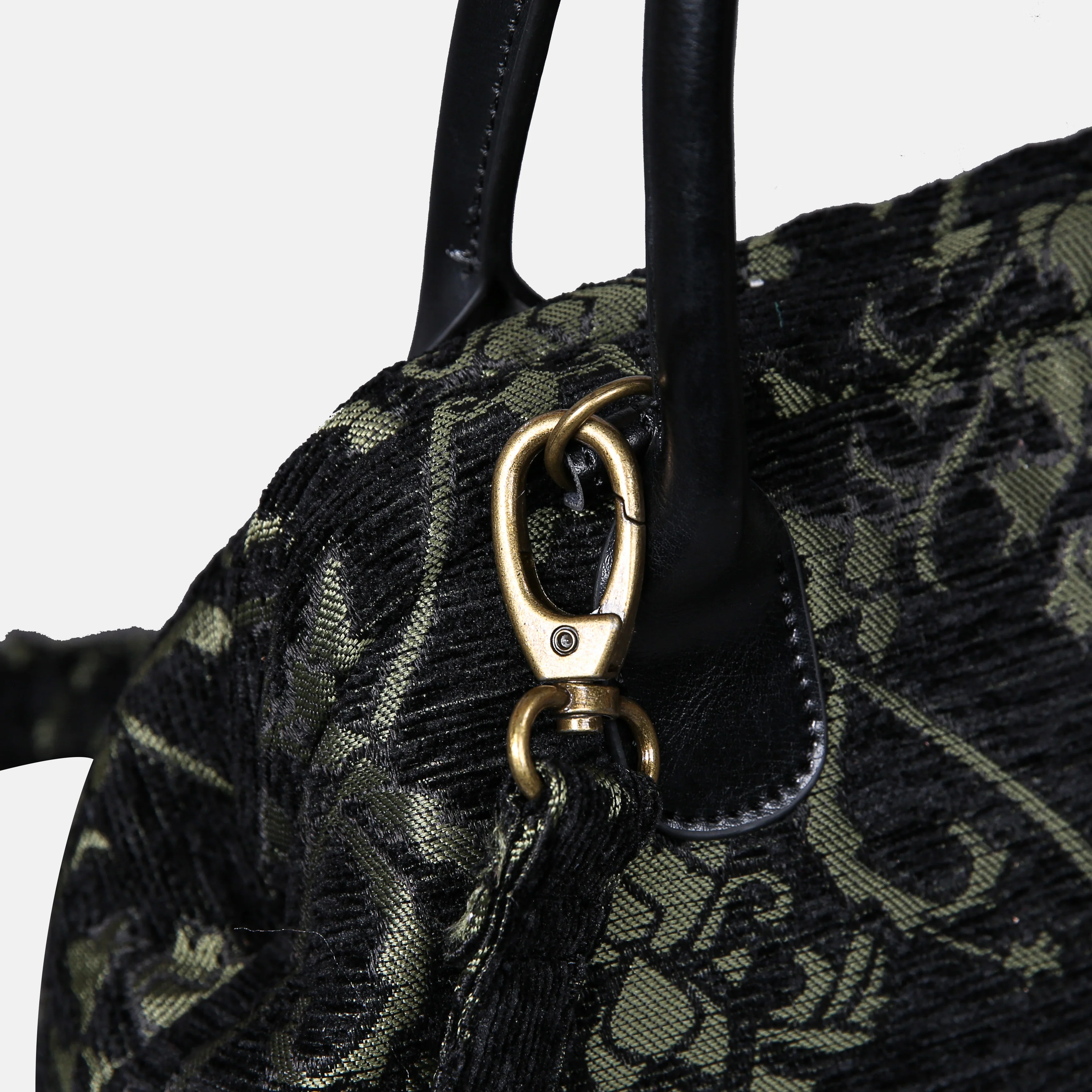 Carnaby Black Dark Green Carpet Satchel - Image 4