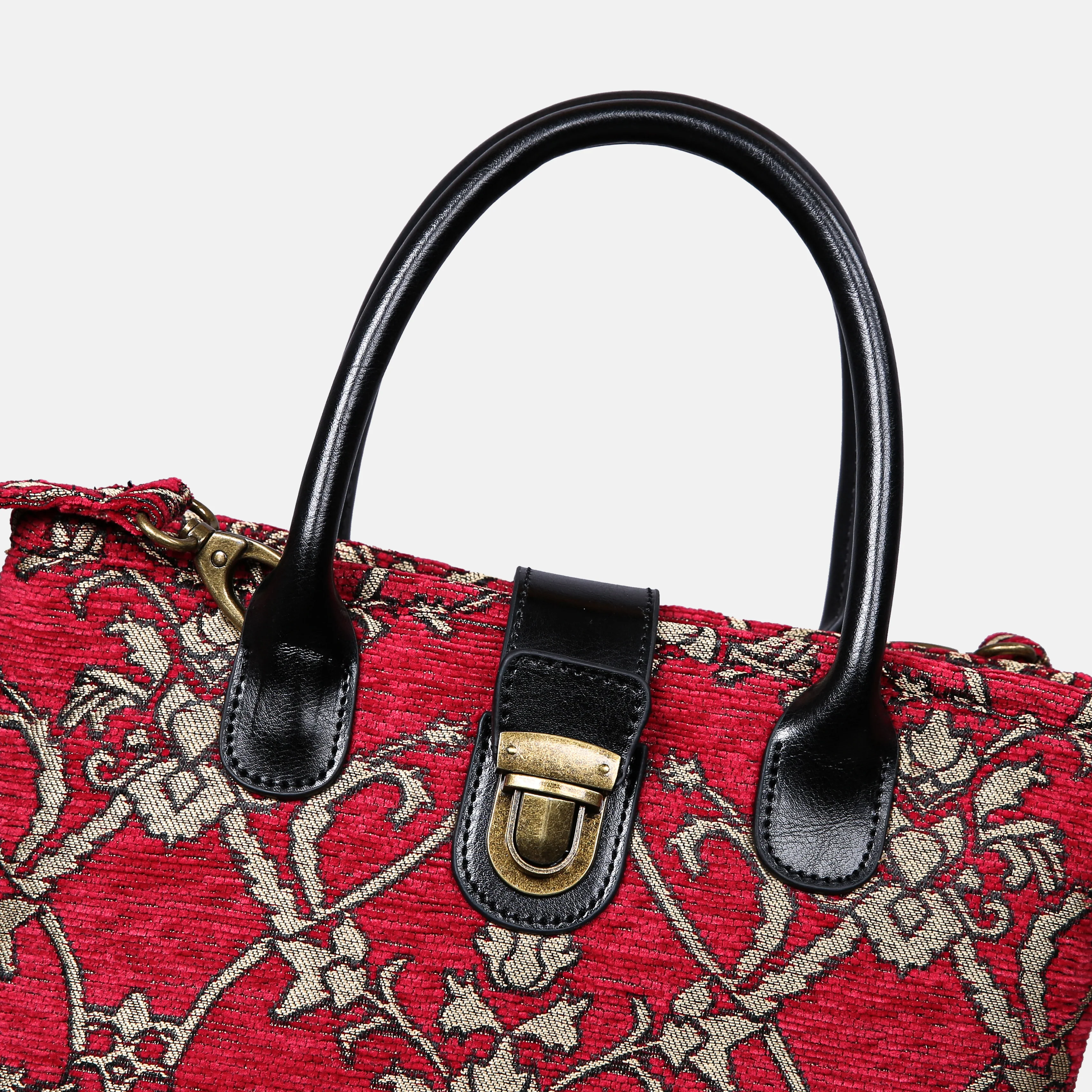 Carnaby Red Tuck Lock Carpet Satchel - Image 4