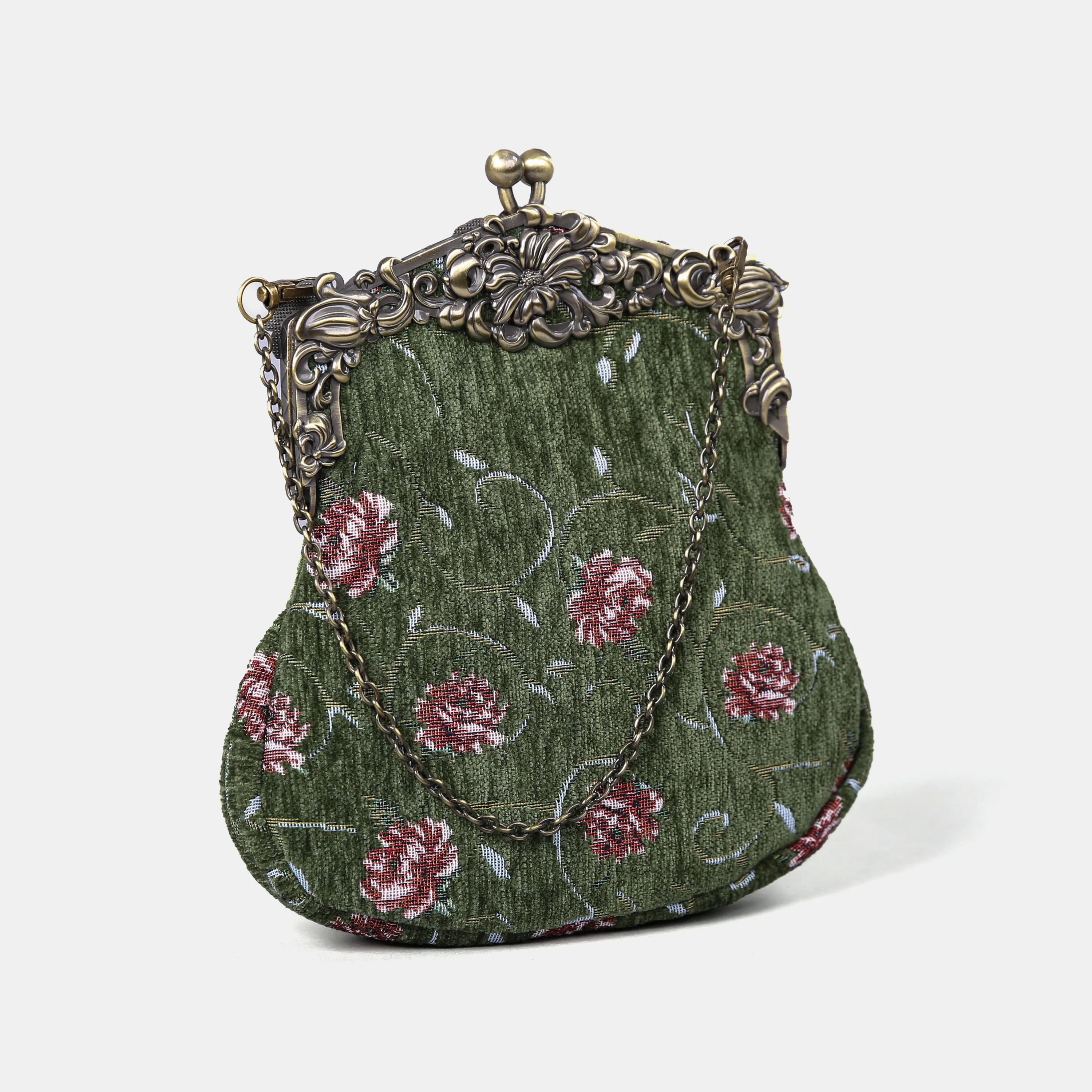 Climbing Rose Arugula Green Chatelaine Purse Large