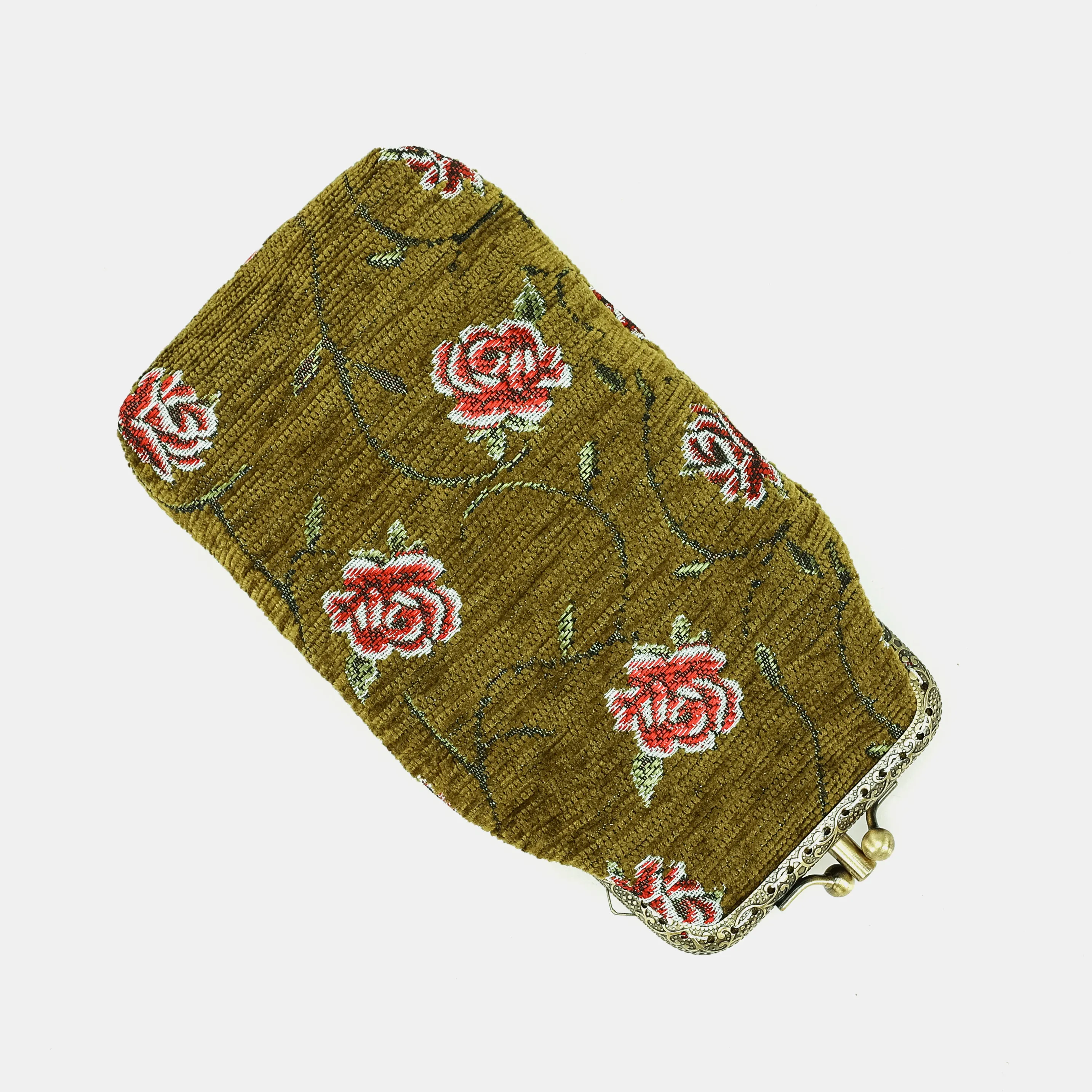 Climbing Rose Avocado Carpet Eyeglasses Case