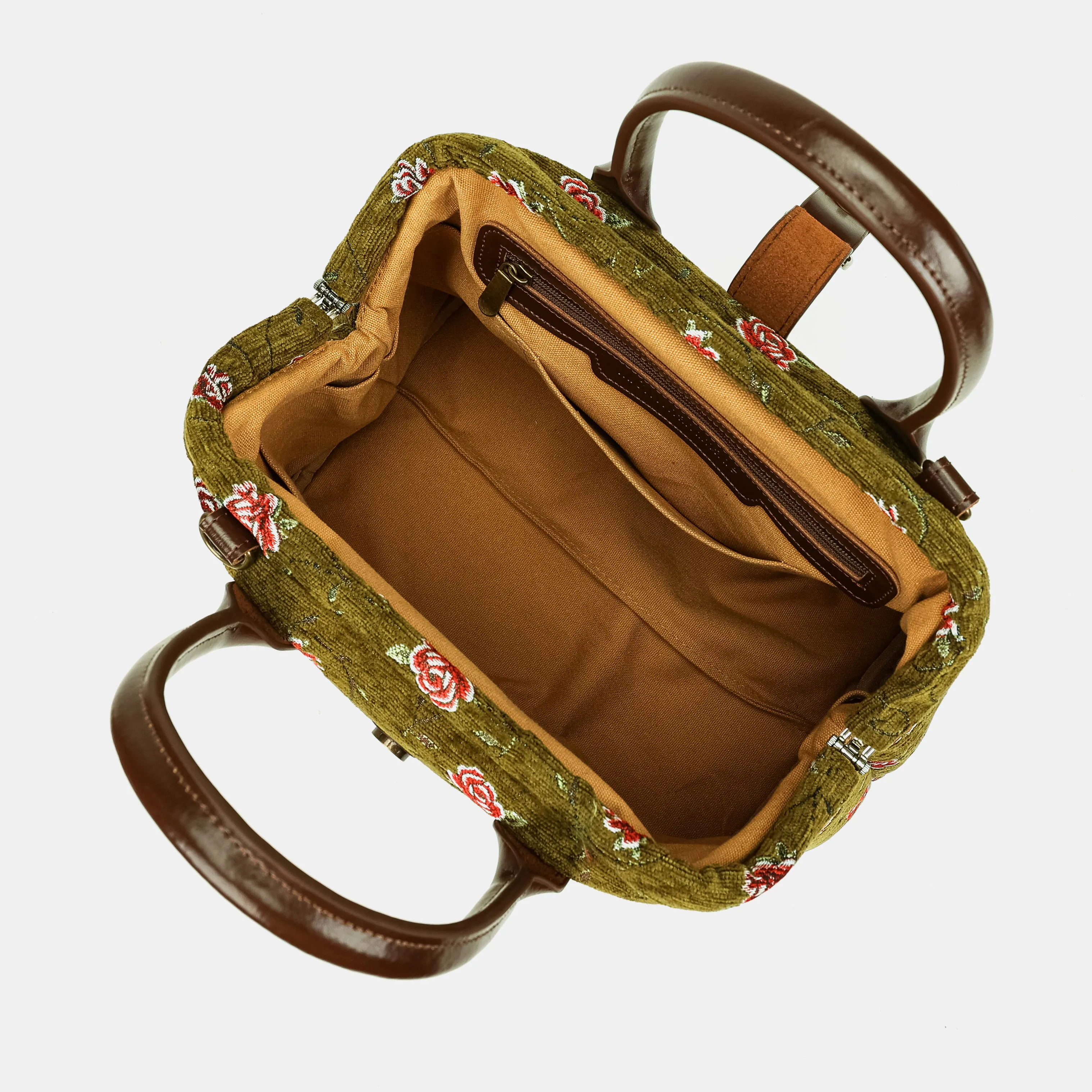 Climbing Rose Avocado Carpet Handbag Purse - Image 6
