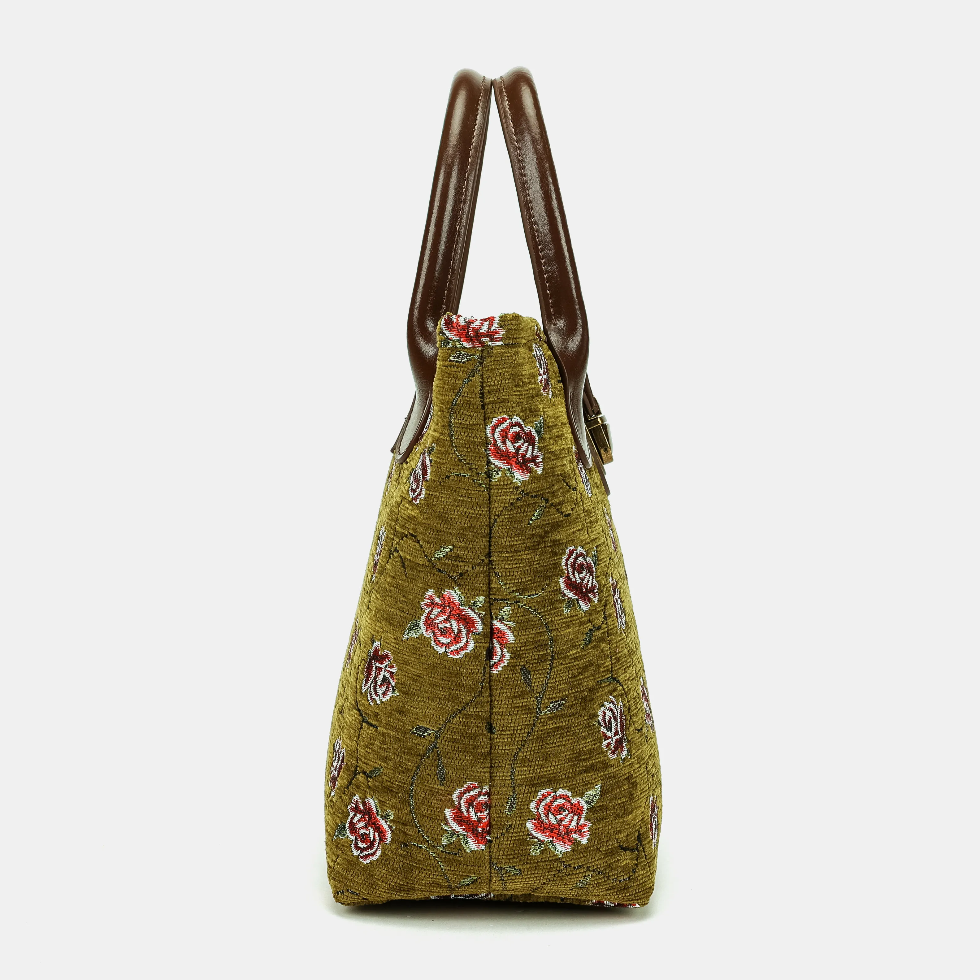 Climbing Rose Avocado Tuck Lock Carpet Satchel - Image 3