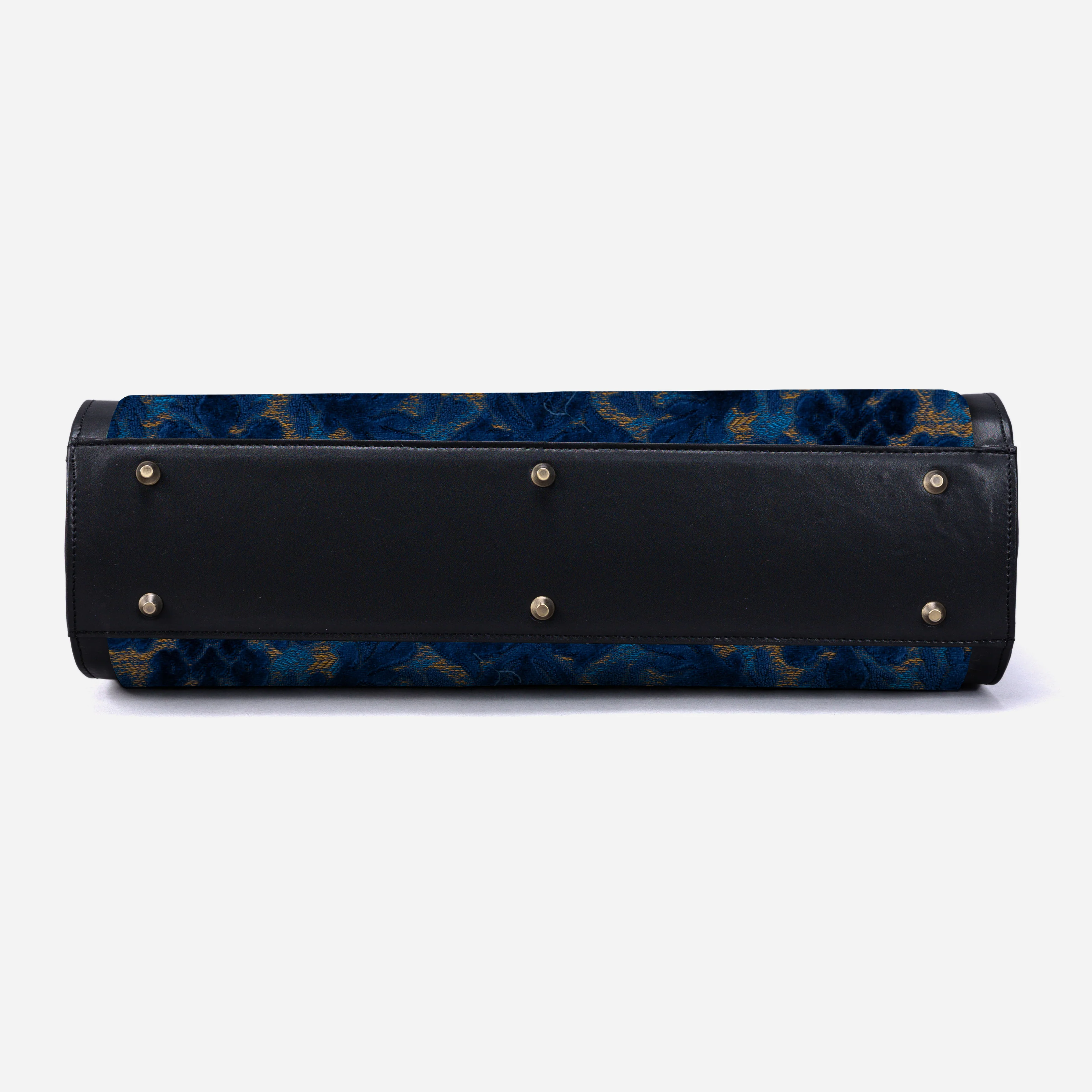 Burnout Velvet Navy Business Tote - Image 6