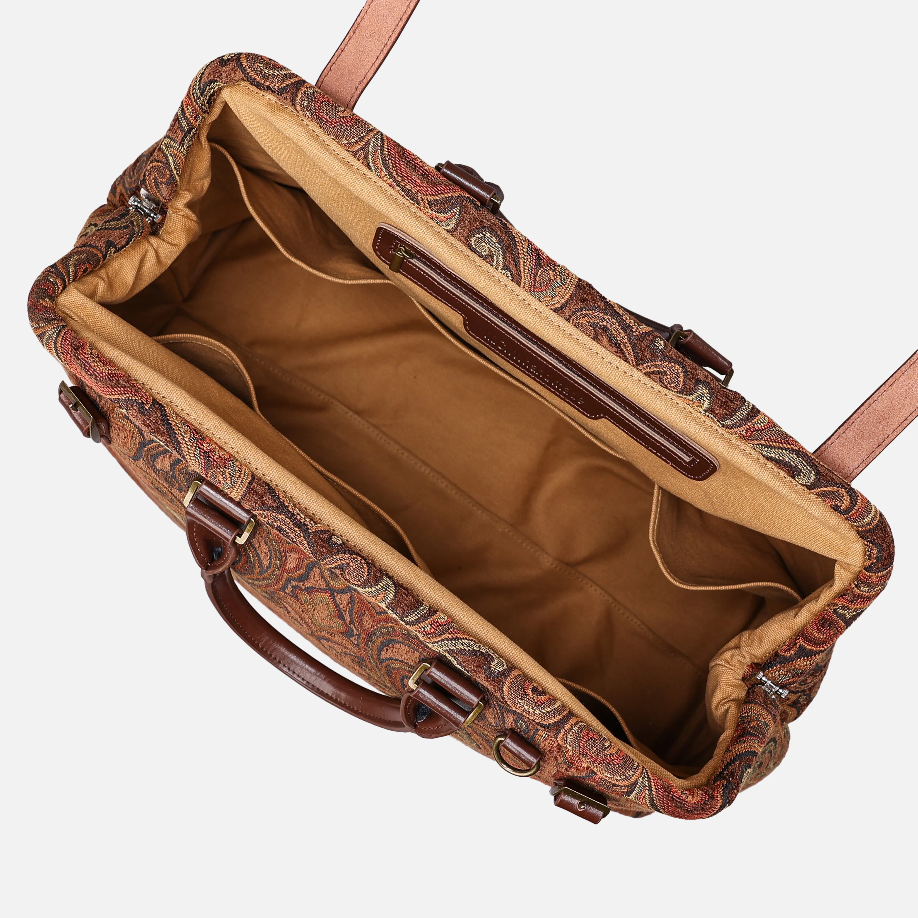 Damask D. Brown Men's Carpetbag - Image 8