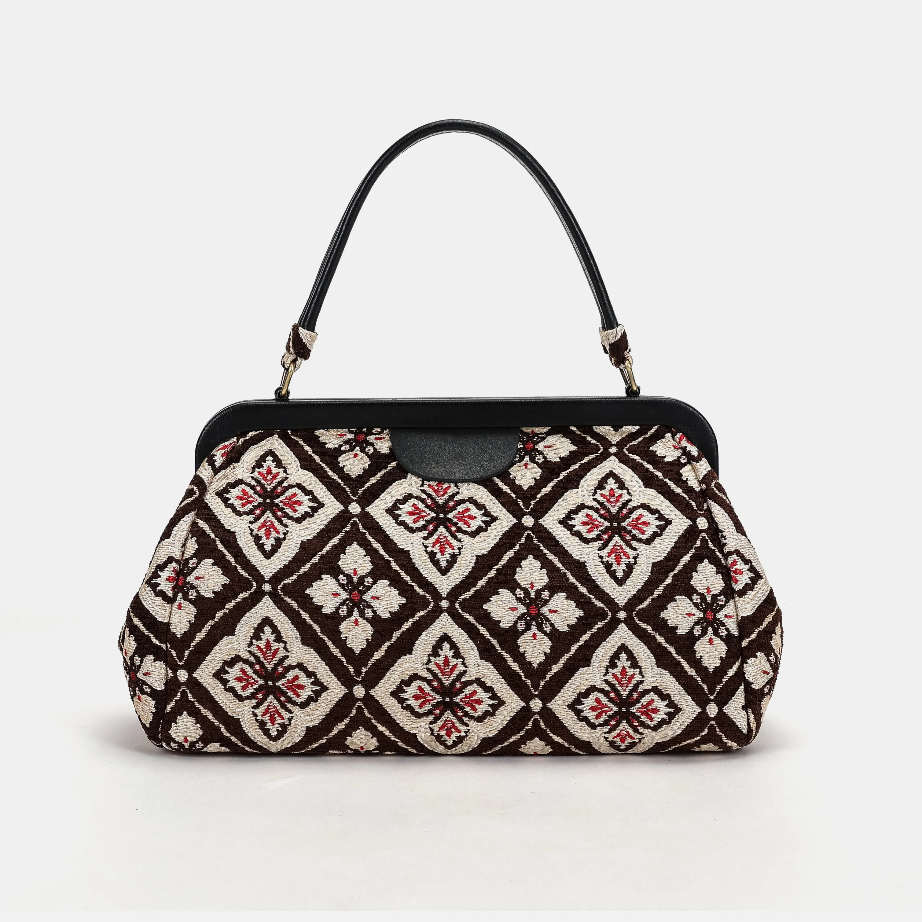 Ethnic Brown Top Handle Purse