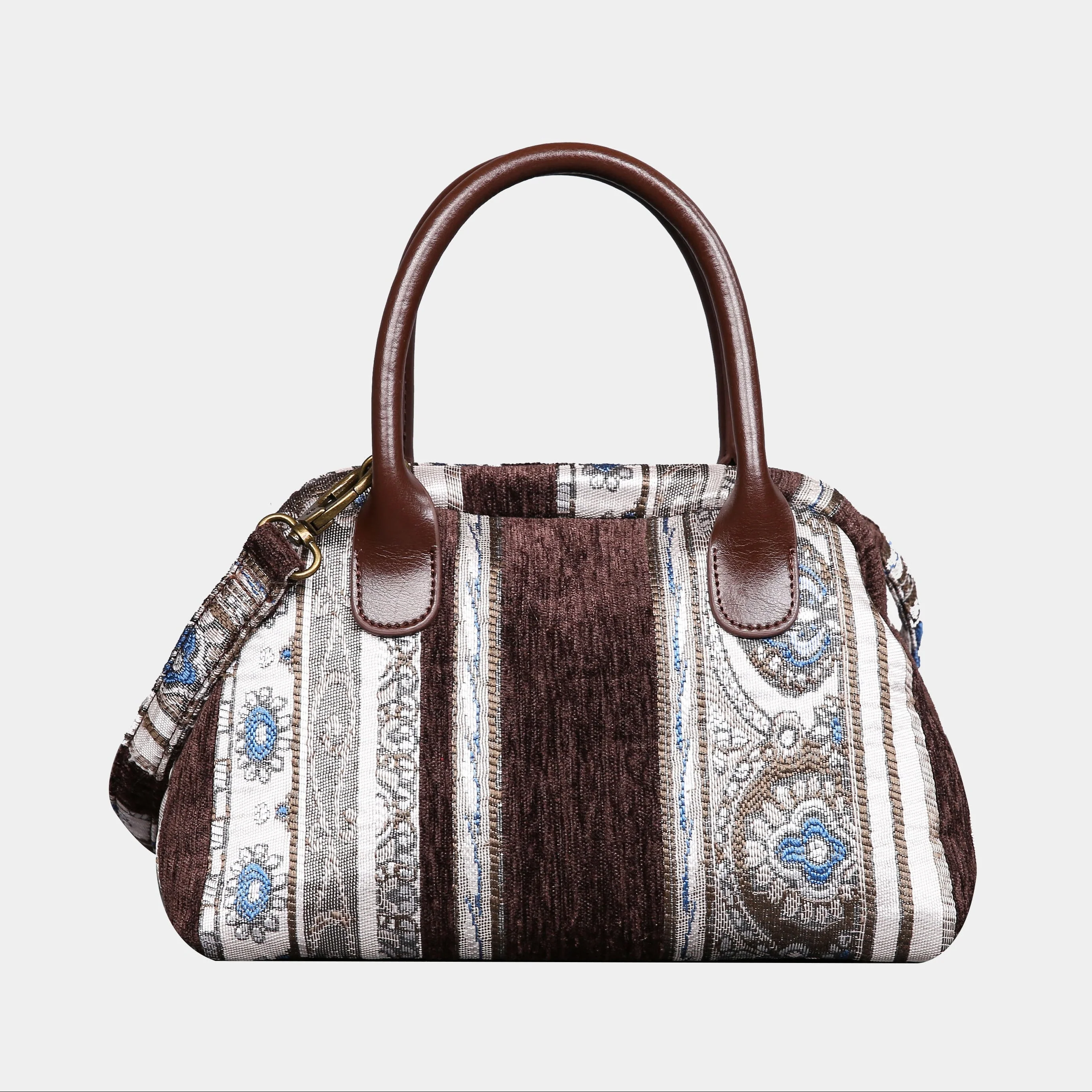 Ethnic Stripes Brown Carpet Satchel