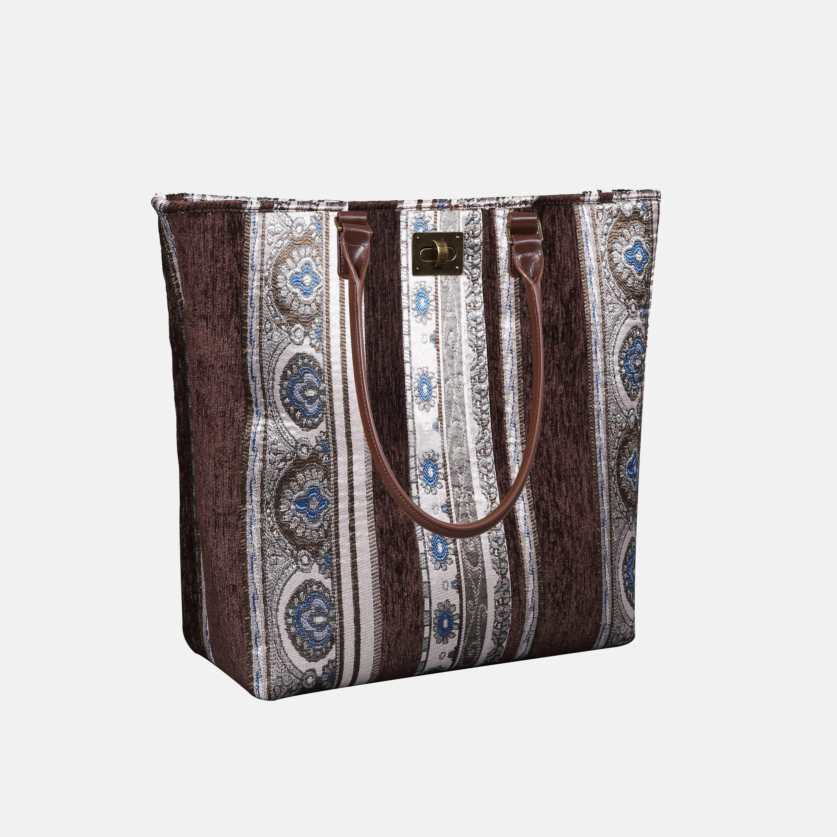 Ethnic Stripes Brown Carpet Tote Shopper - Image 2