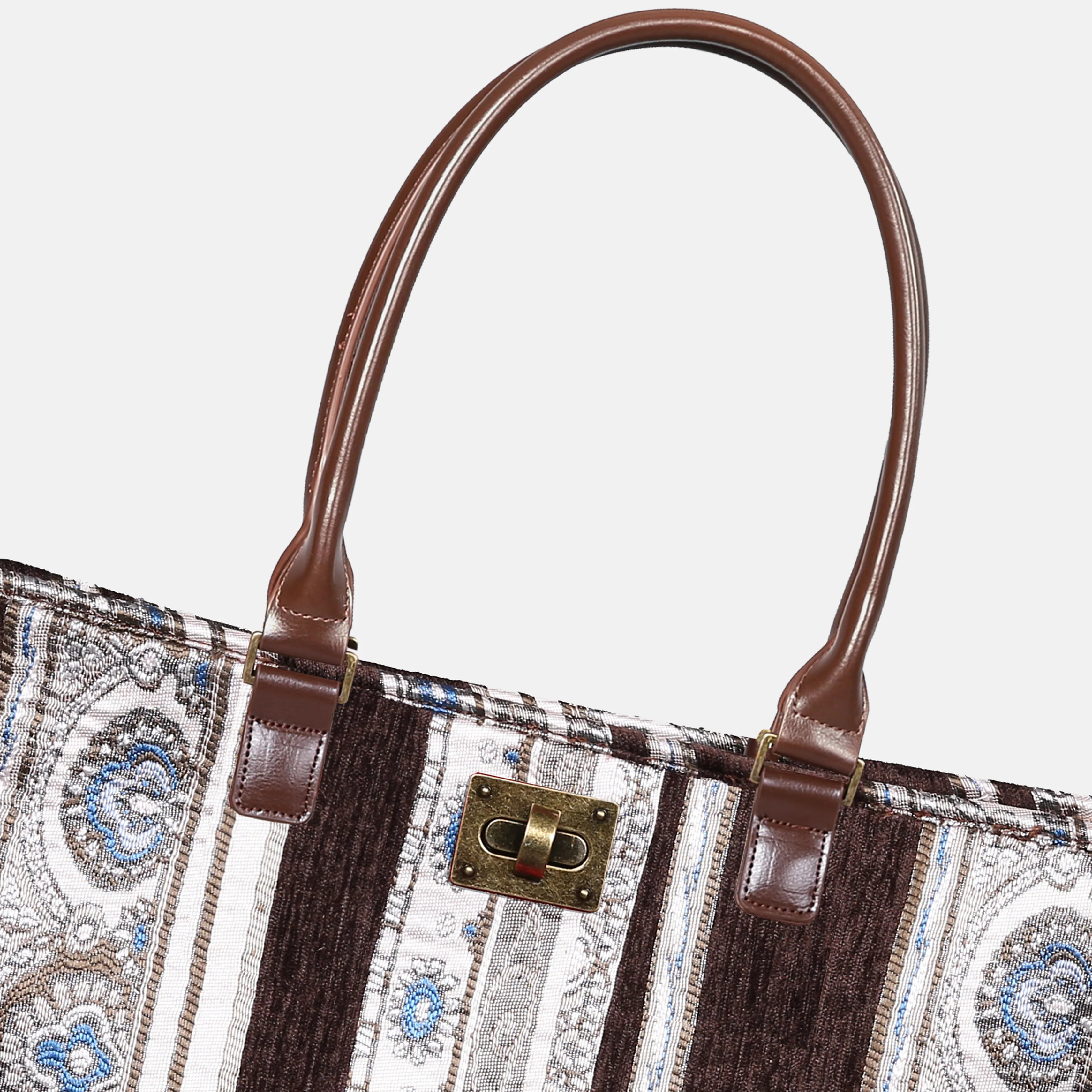 Ethnic Stripes Brown Carpet Tote Shopper - Image 3