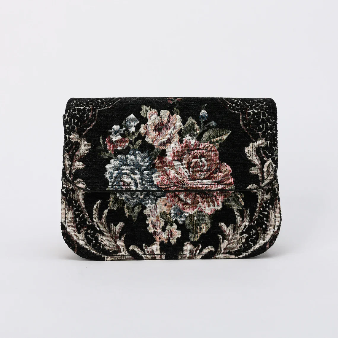 Floral Black Flap Crossbody Bag - Image 5