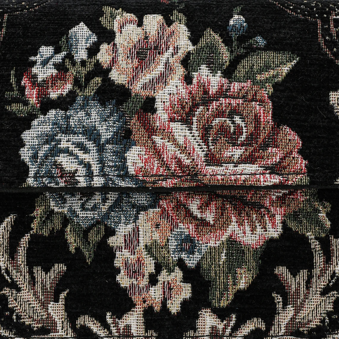 Floral Black Flap Crossbody Bag - Image 9