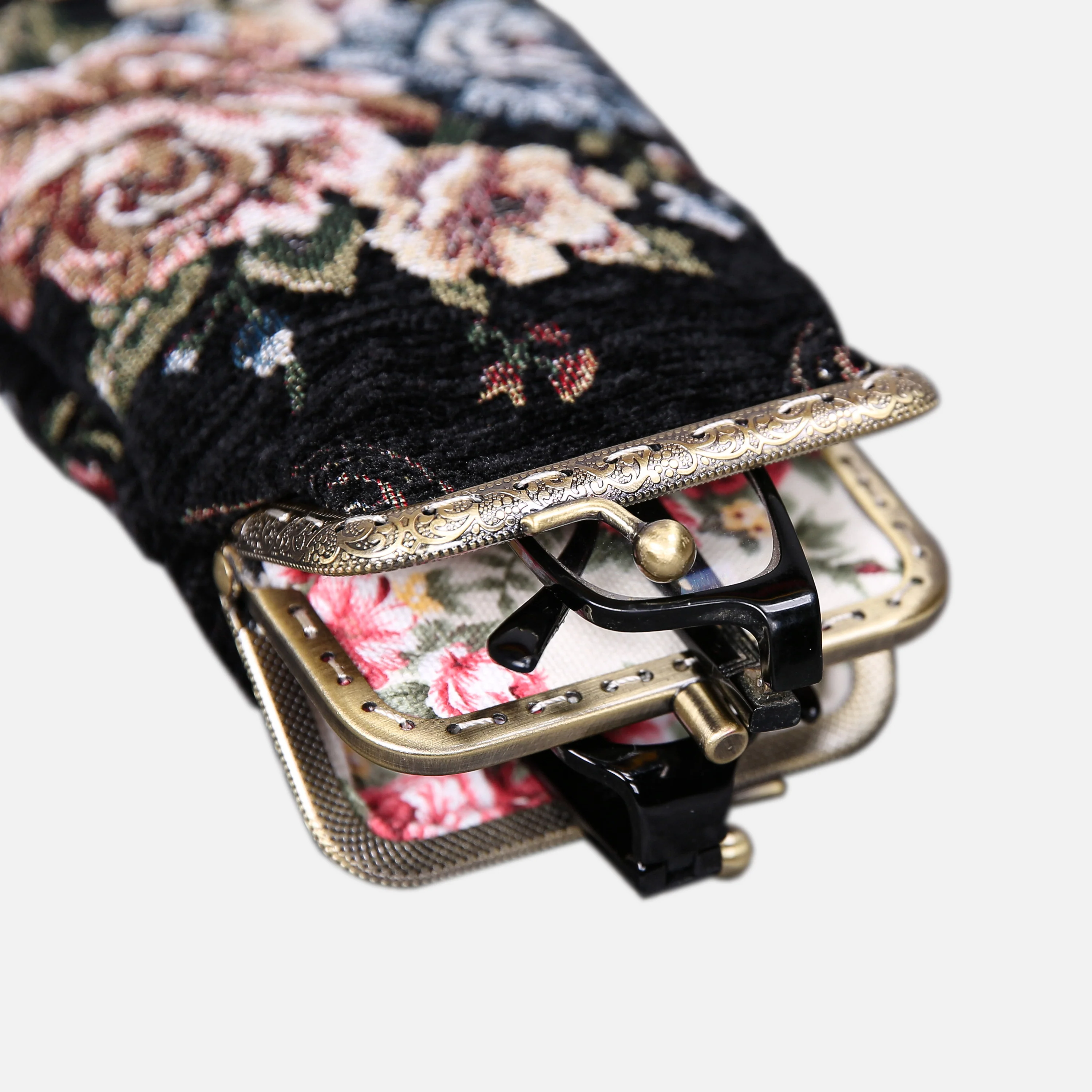 Floral Black Carpet Eyeglasses Case - Image 4