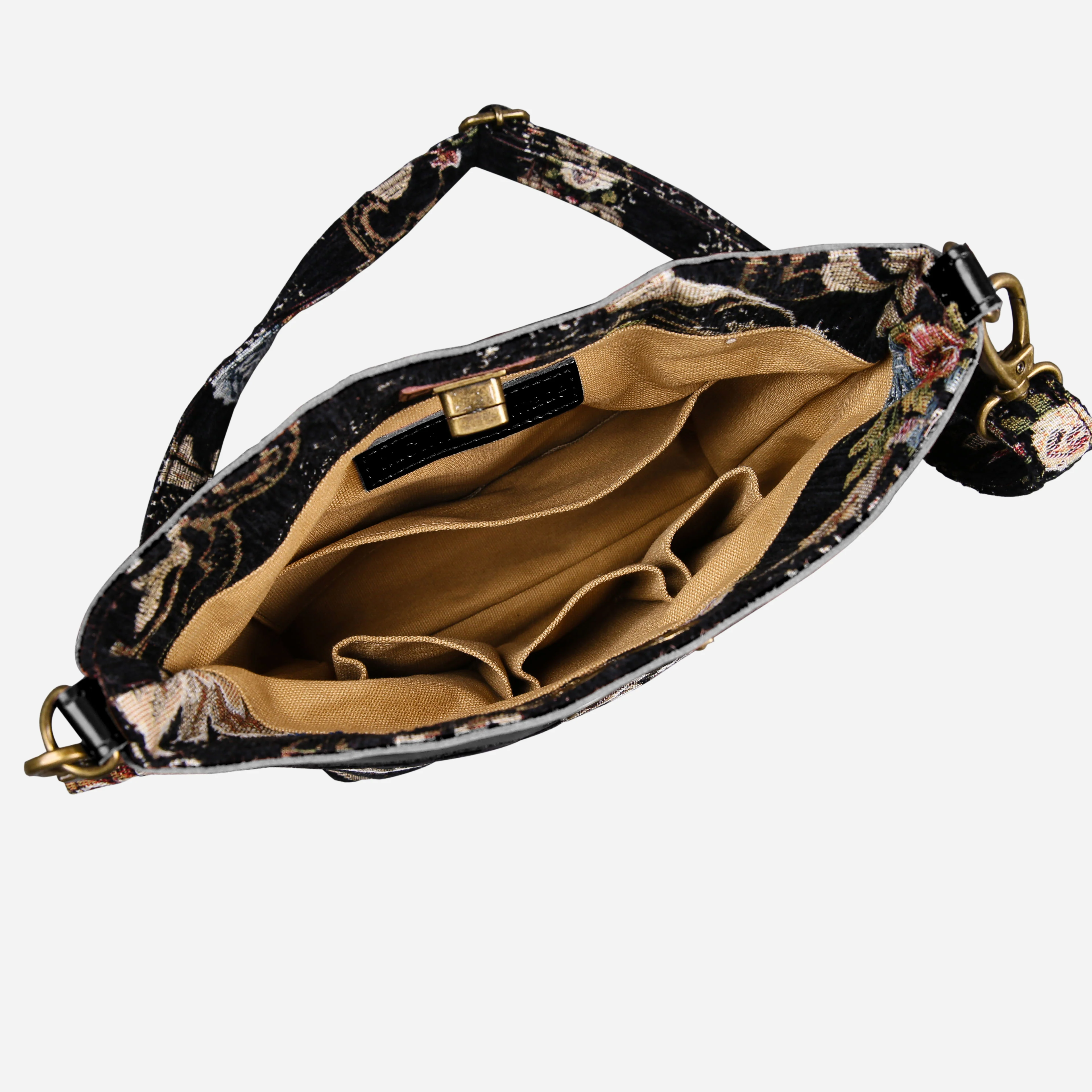 Floral Black Leather Black Butterfly Crossbody Bag - Image 5