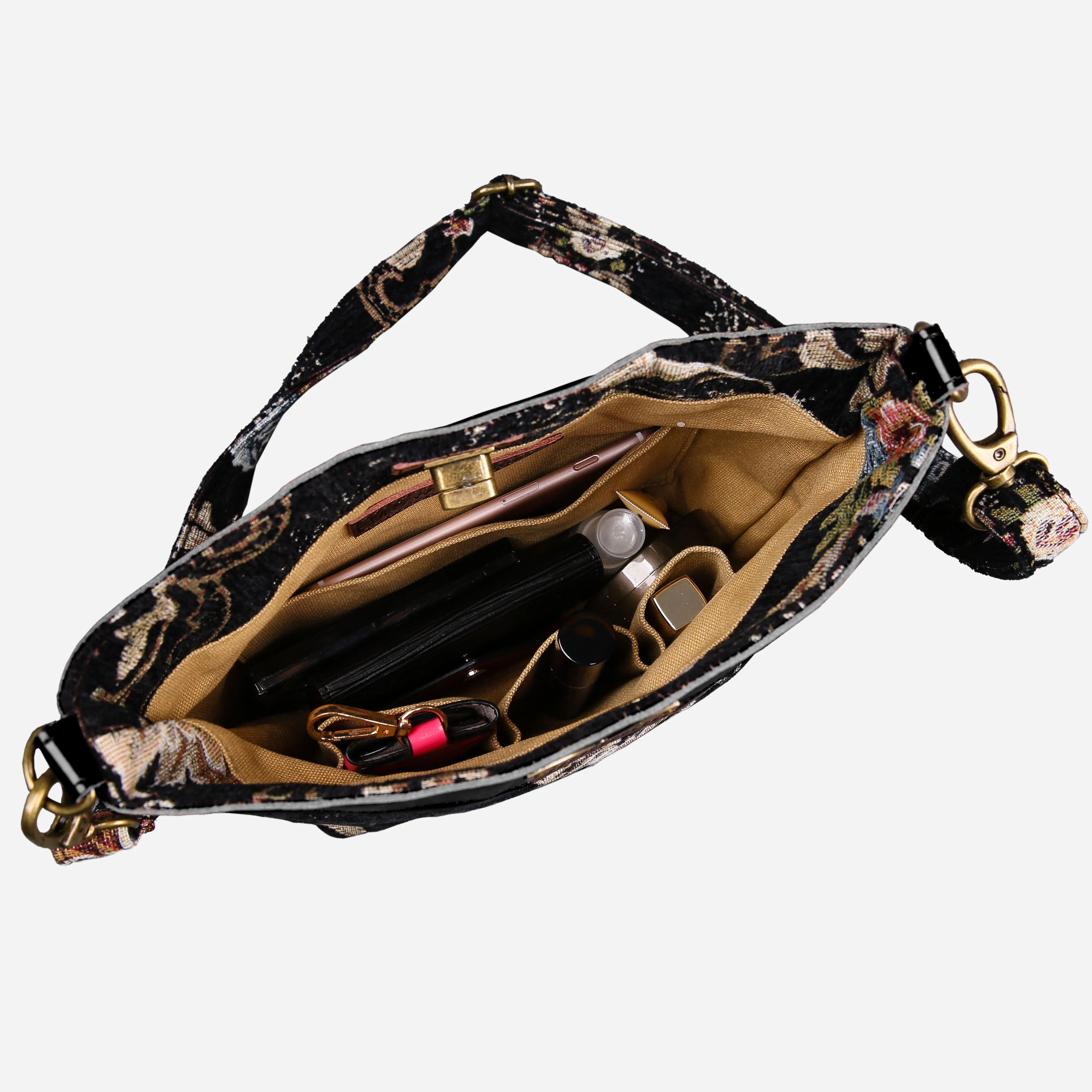 Floral Black Leather Black Butterfly Crossbody Bag - Image 6