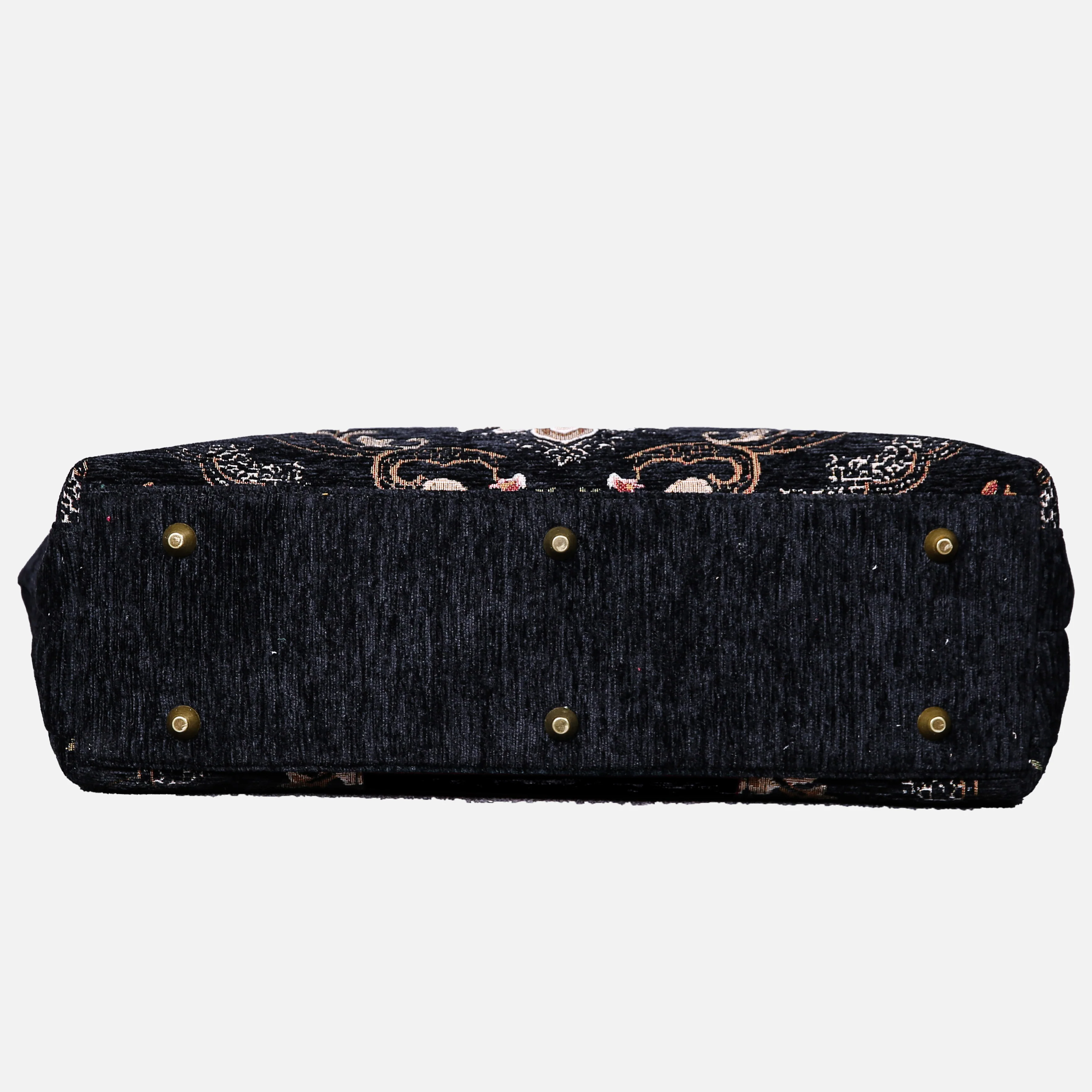 Floral Black Leather Black Laptop Work Bag - Image 11