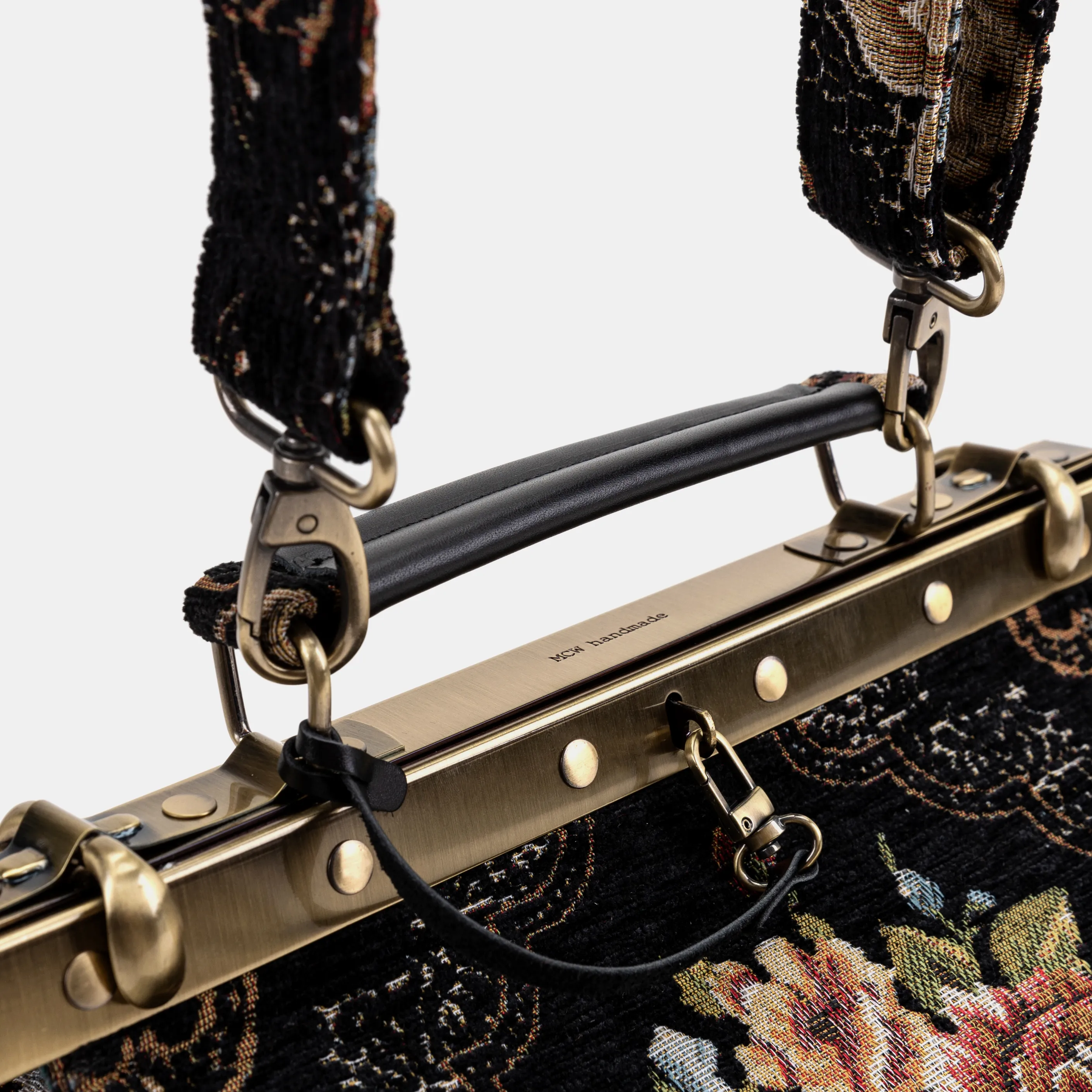 Floral Black Vivienne Carpet Purse Gladstone Bag - Image 6
