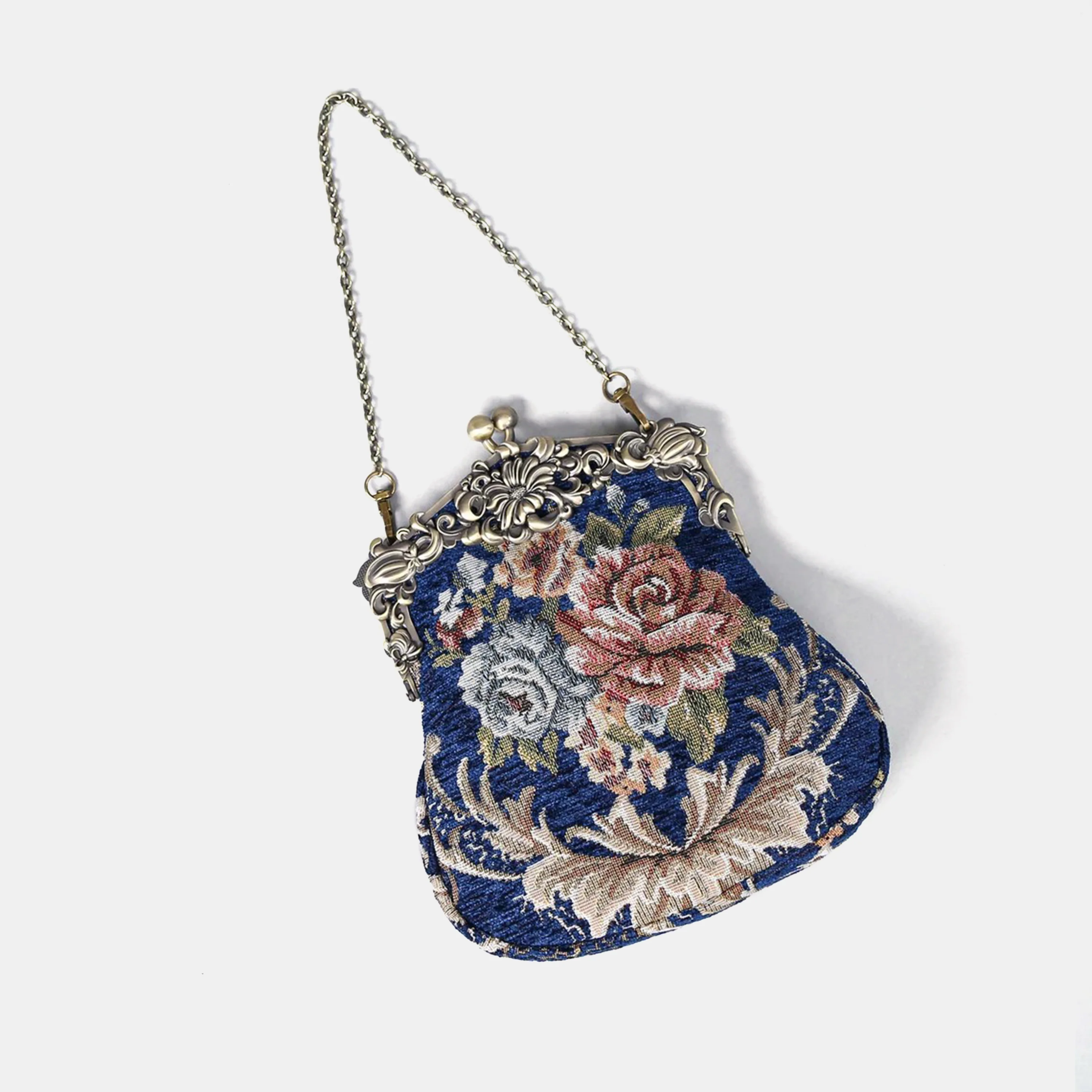 Floral Blue Chatelaine Purse Large - Image 2