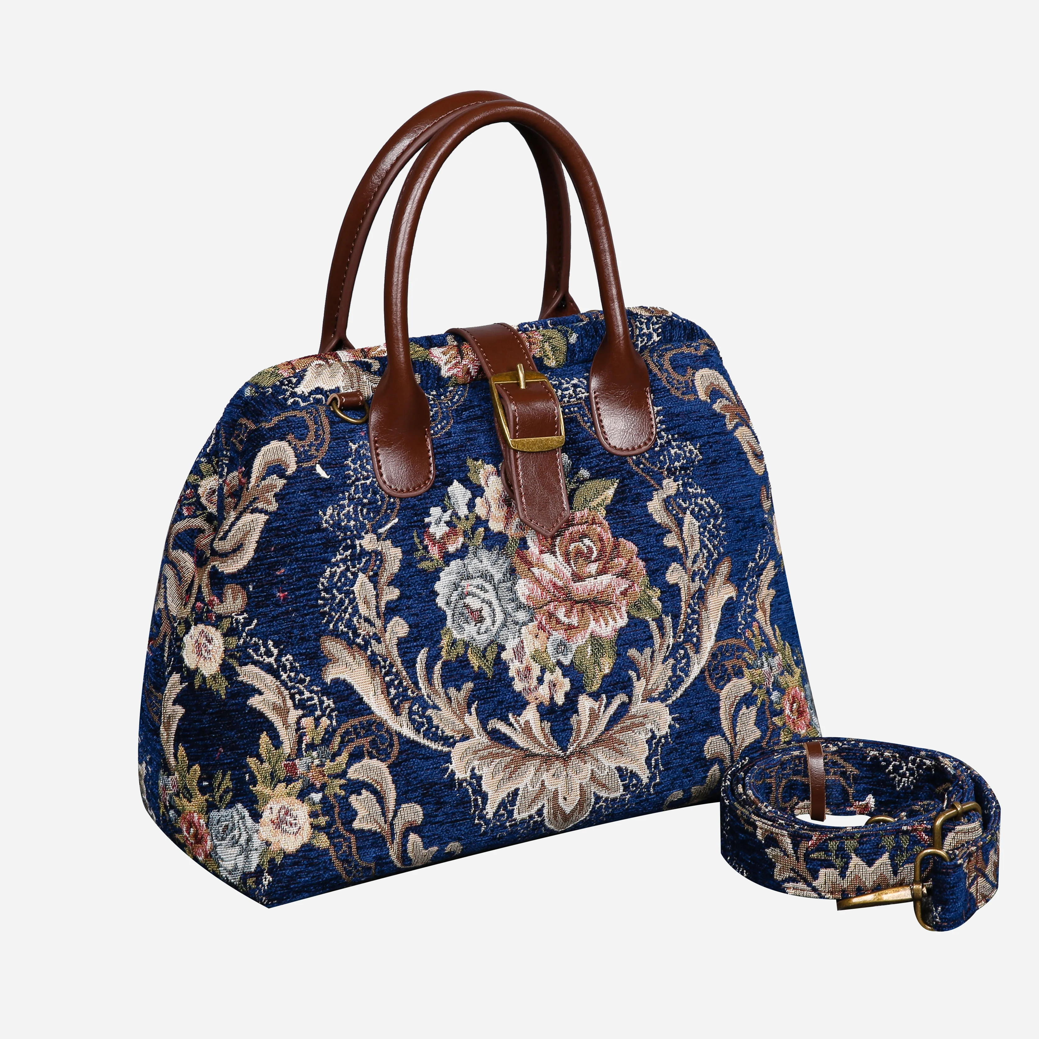 Floral Blue Carpet Handbag Purse - Image 3