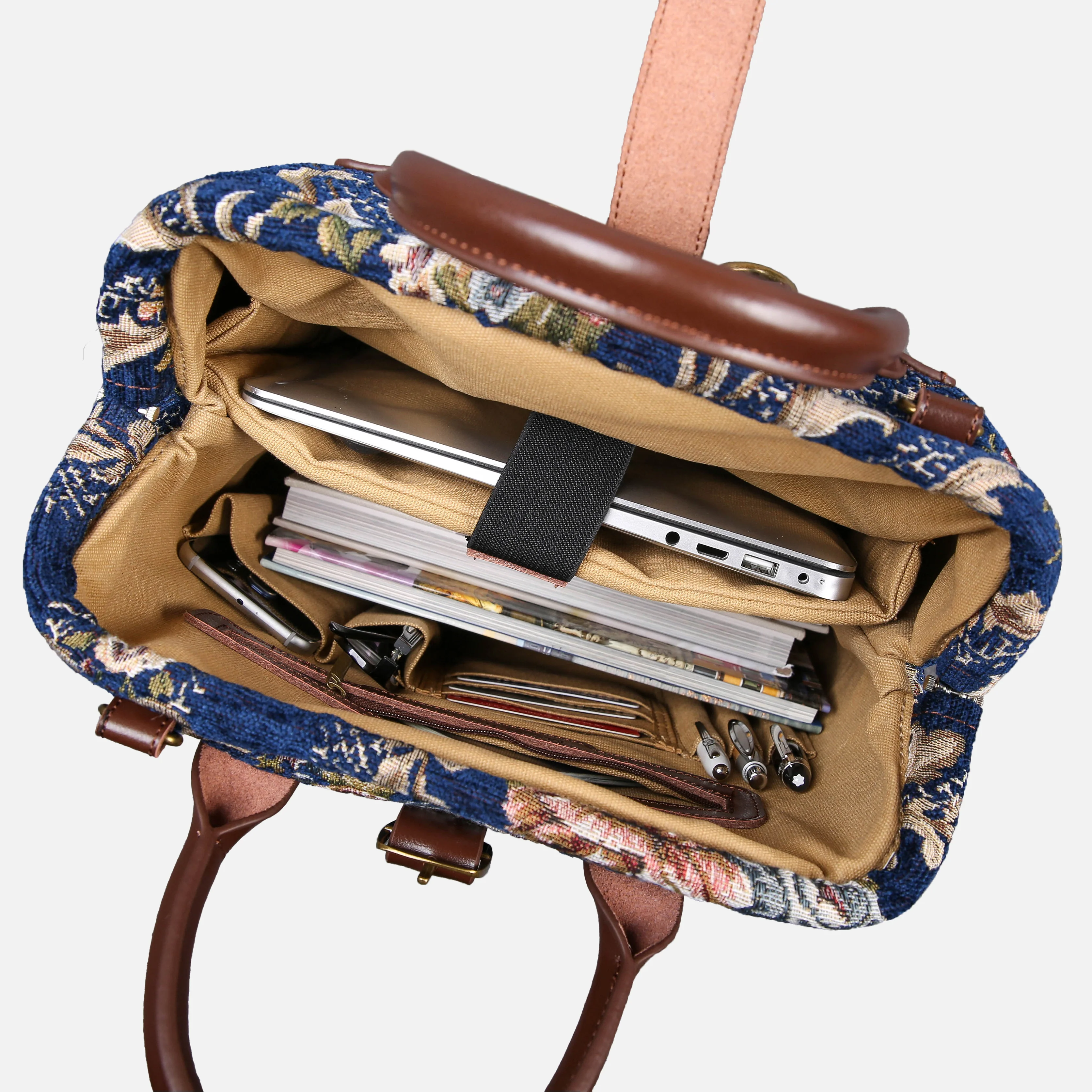 Floral Blue Carpet Laptop Backpack - Image 6