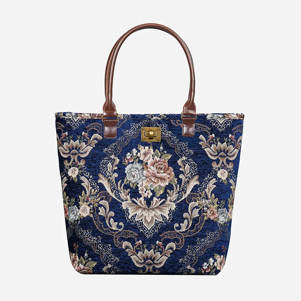 Floral Blue Carpet Tote Shopper
