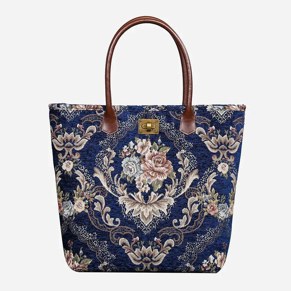 Floral Blue Carpet Tote Shopper