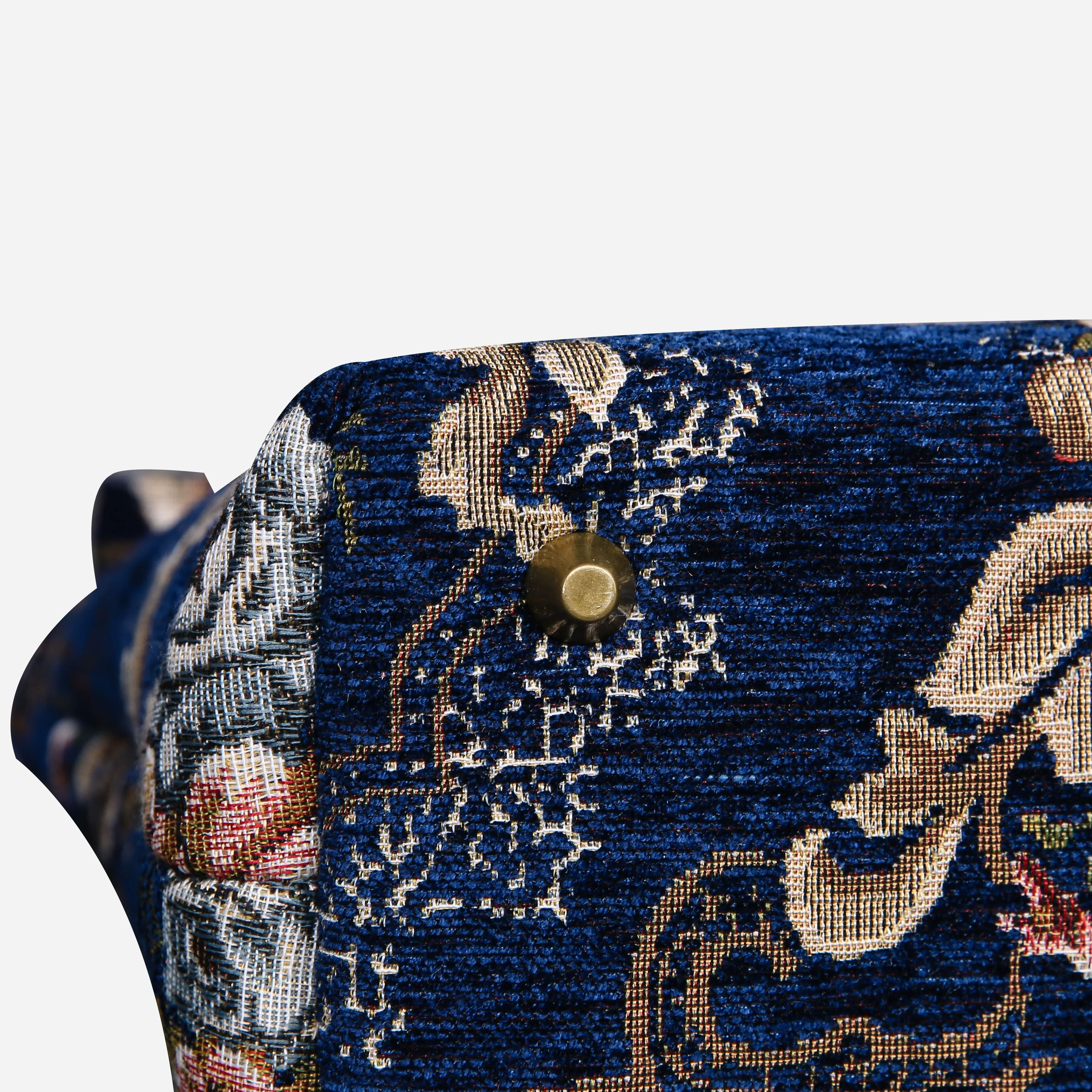 Floral Blue Tuck Lock Carpet Satchel - Image 5