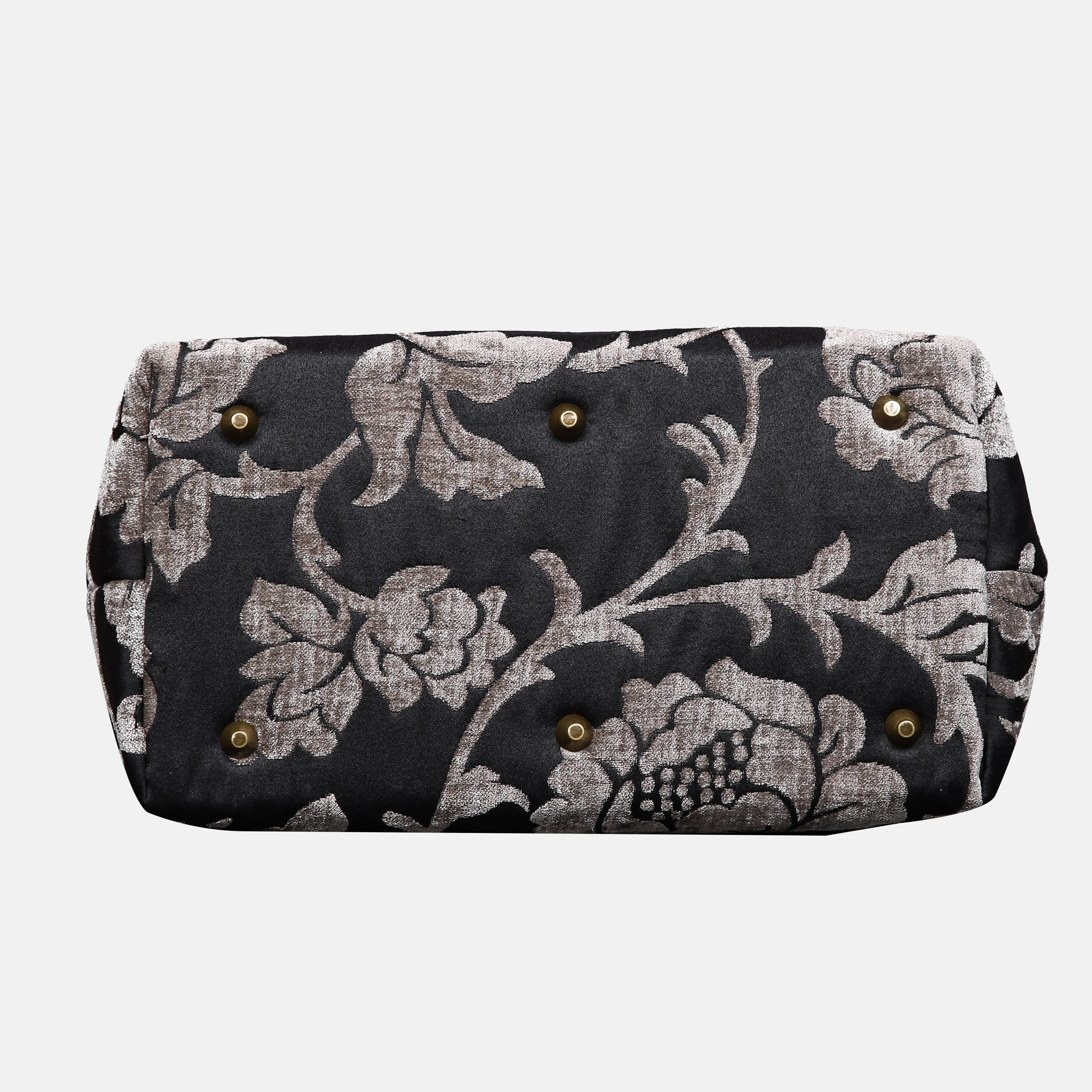 Floral Brocade Grey Carpet Handbag Purse - Image 5