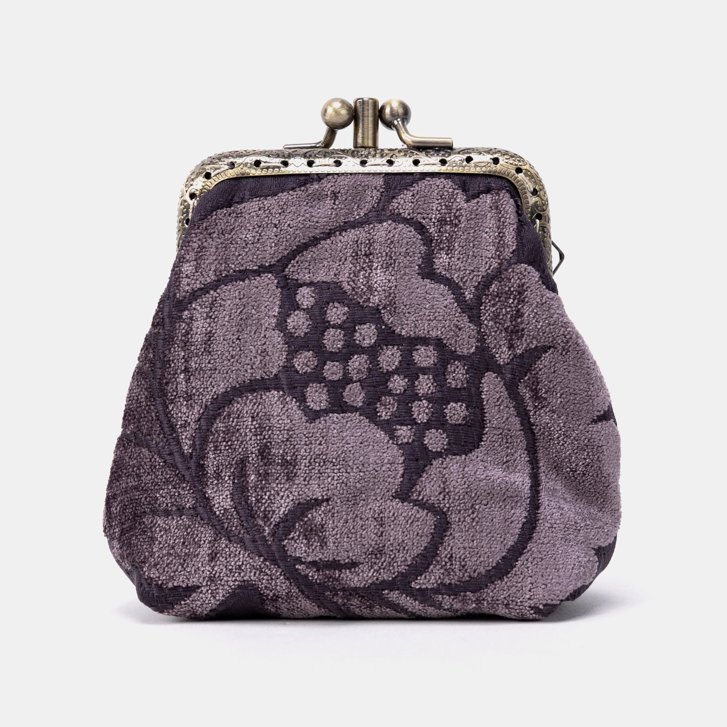 Floral Brocade Purple Double Kiss Clasp Coin Purse - Image 2