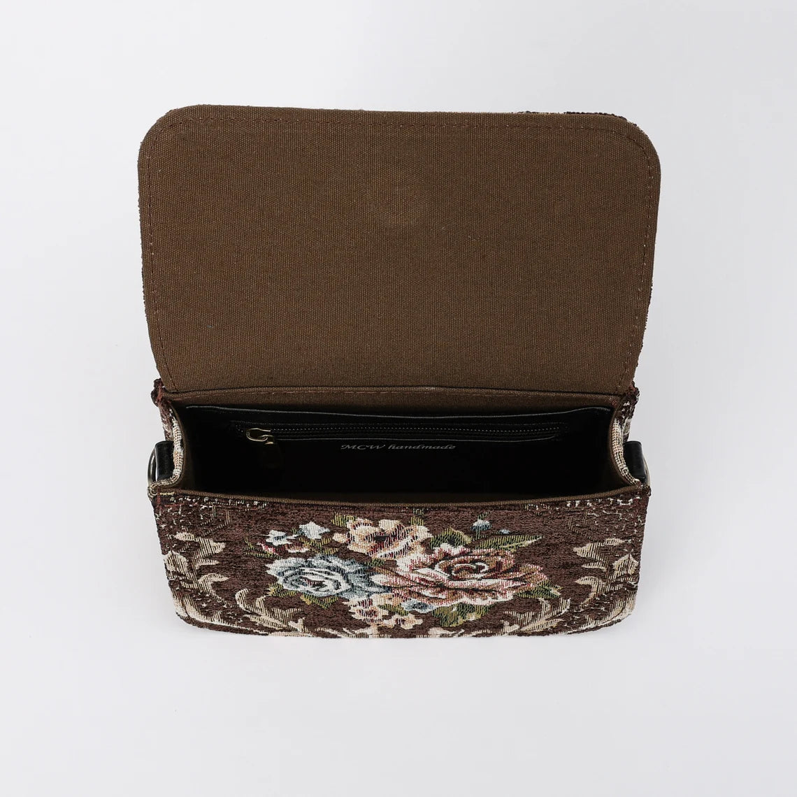 Floral Brown Flap Crossbody Bag - Image 8