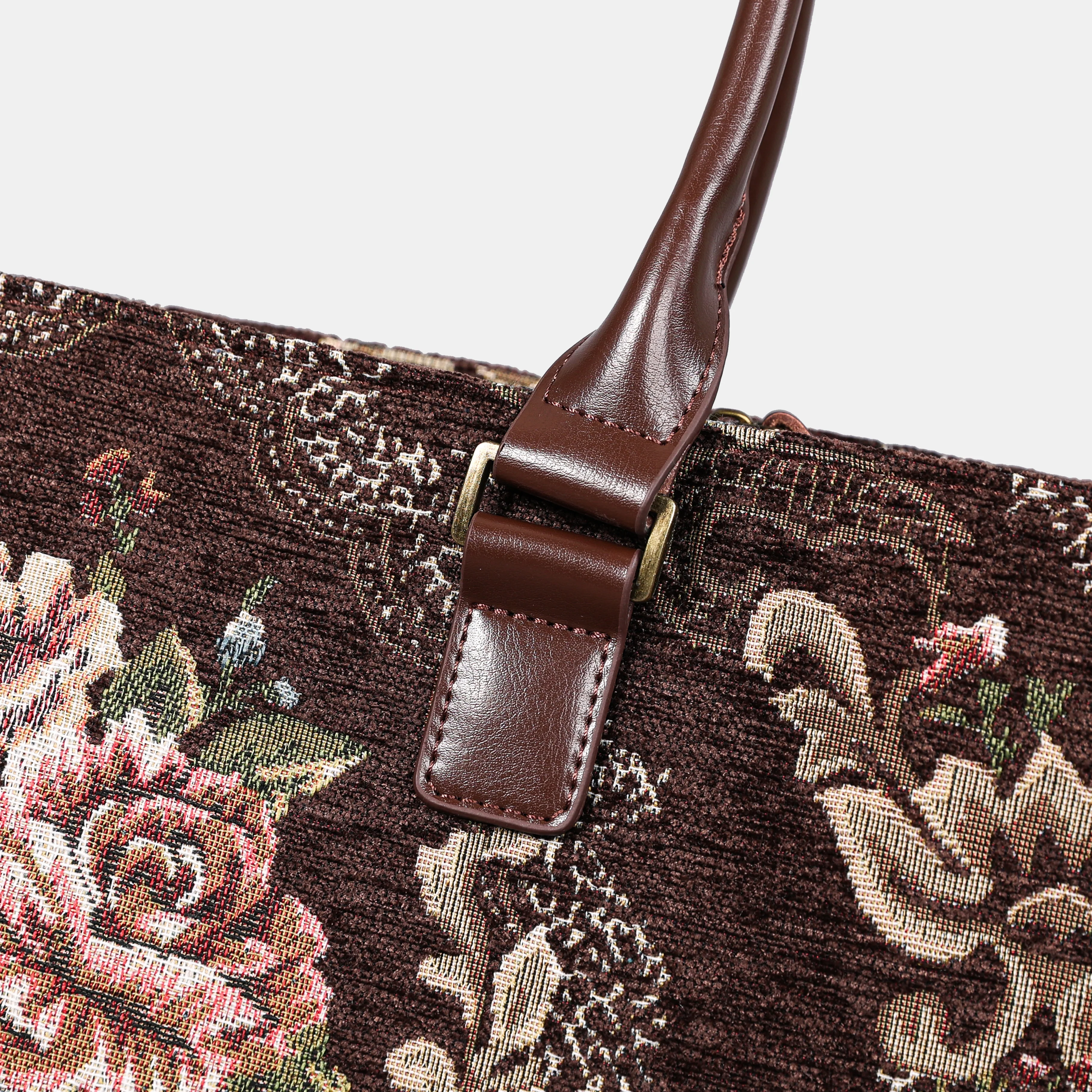 Floral Brown Laptop Work Tote - Image 5