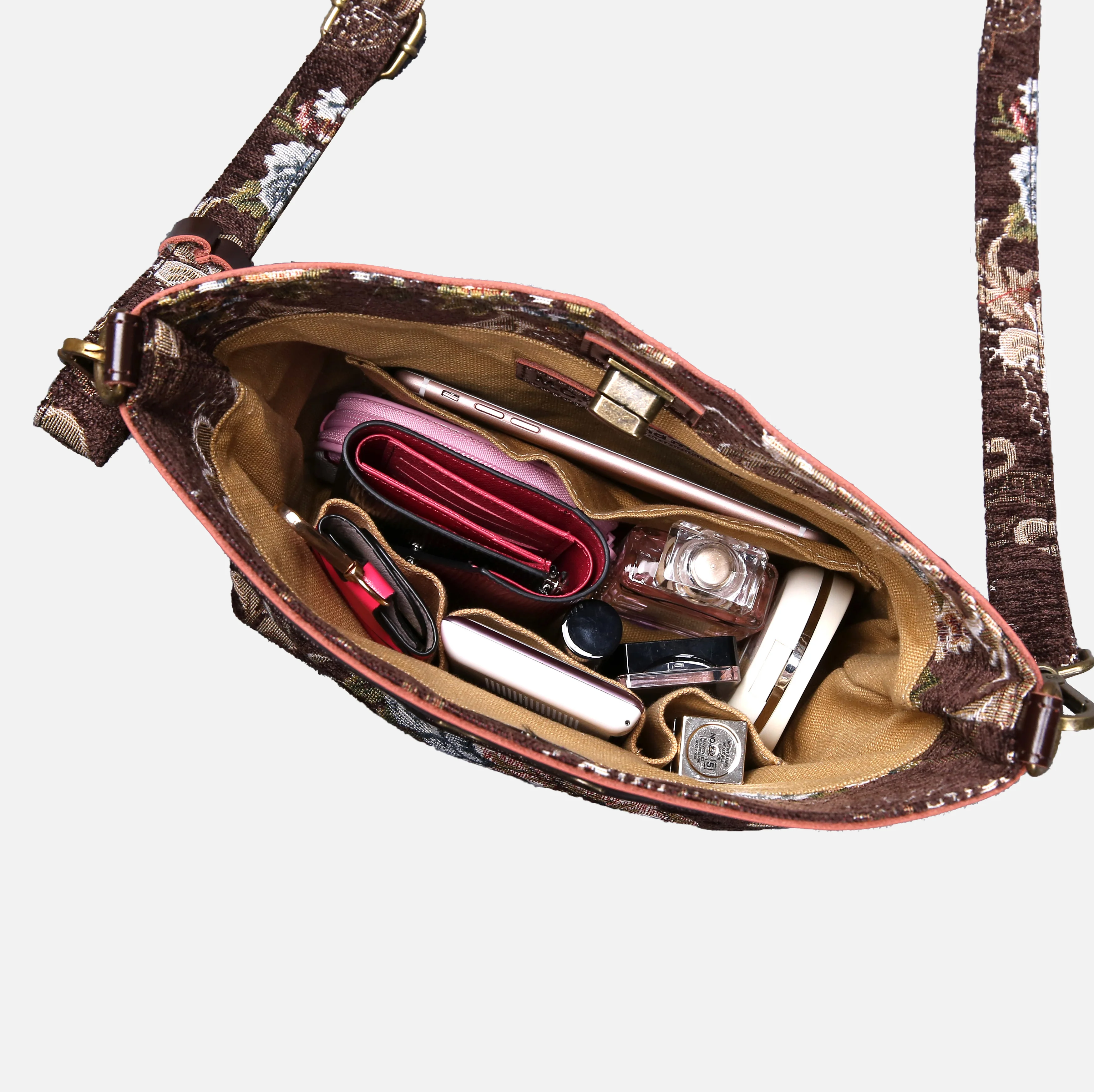 Floral Coffee Butterfly Crossbody Bag - Image 5