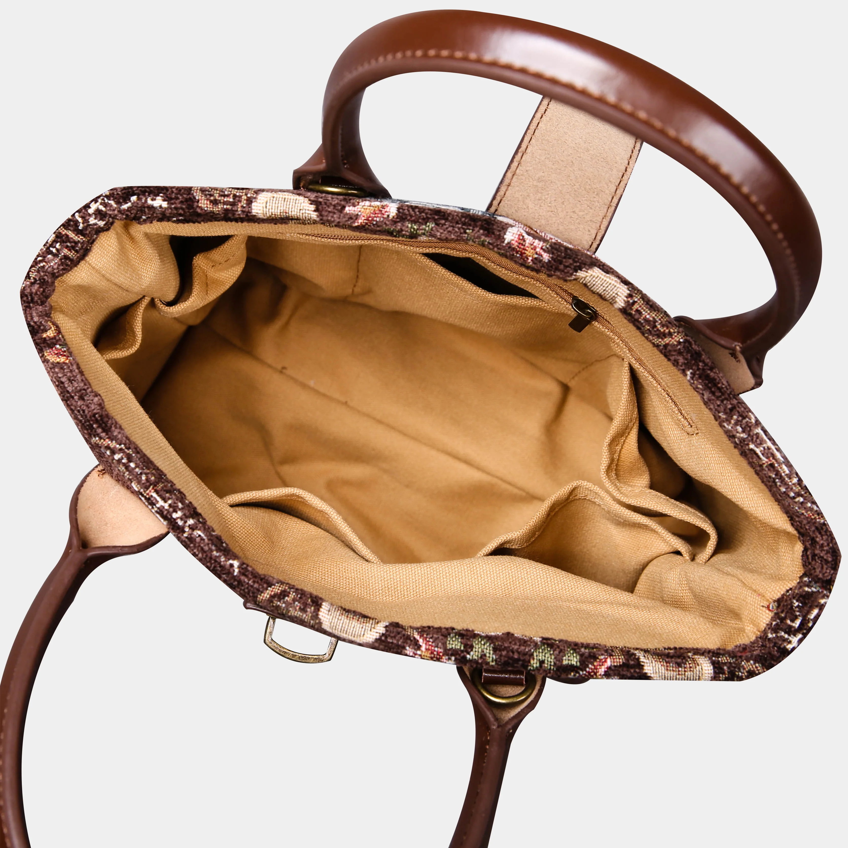 Floral Coffee Tuck Lock Carpet Satchel - Image 6