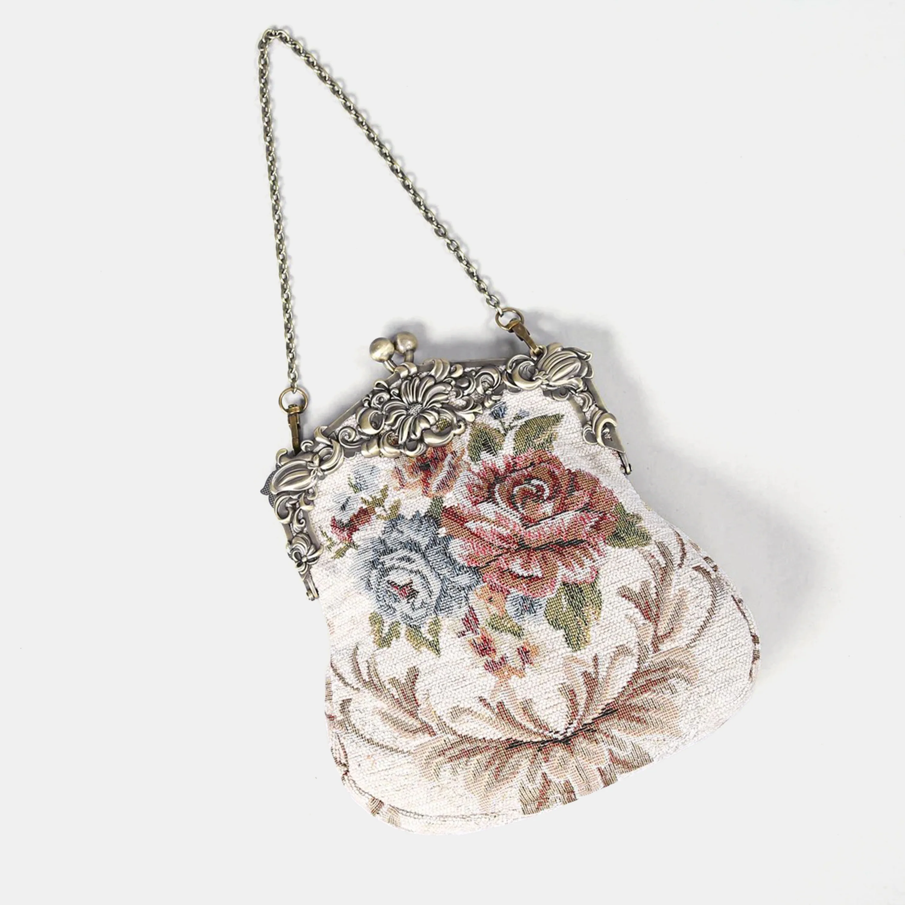 Floral Cream Chatelaine Purse Large - Image 2