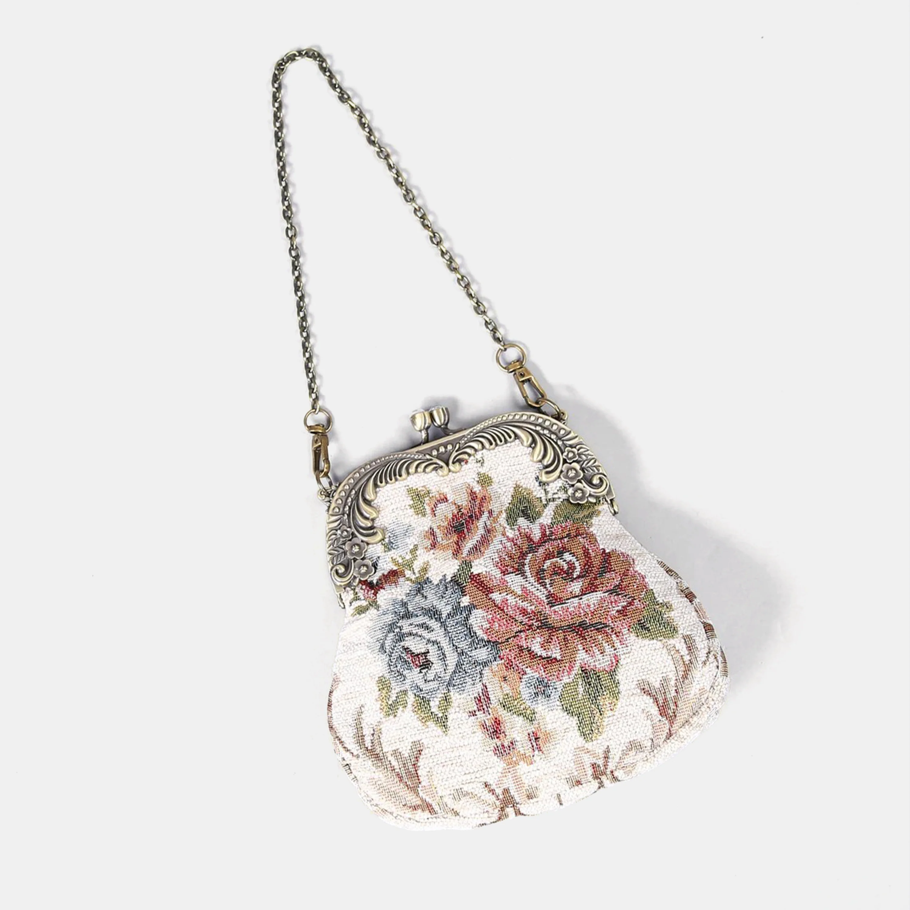 Floral Cream Chatelaine Purse Medium - Image 2