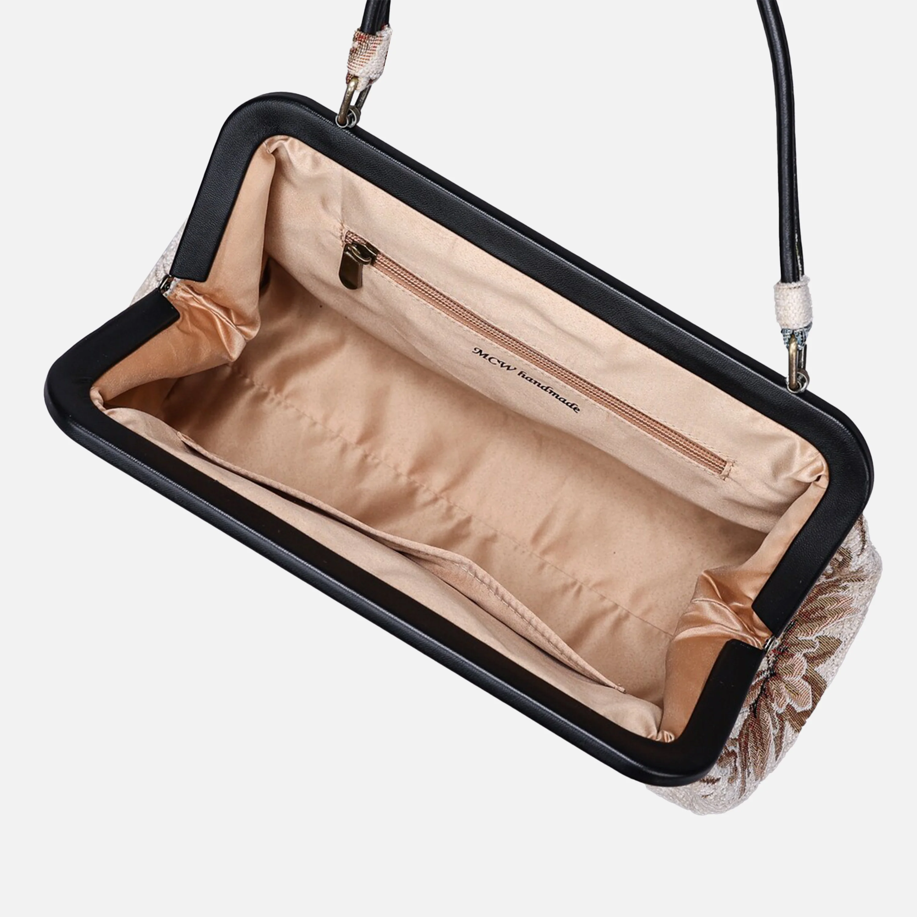 Floral Cream Top Handle Purse - Image 5