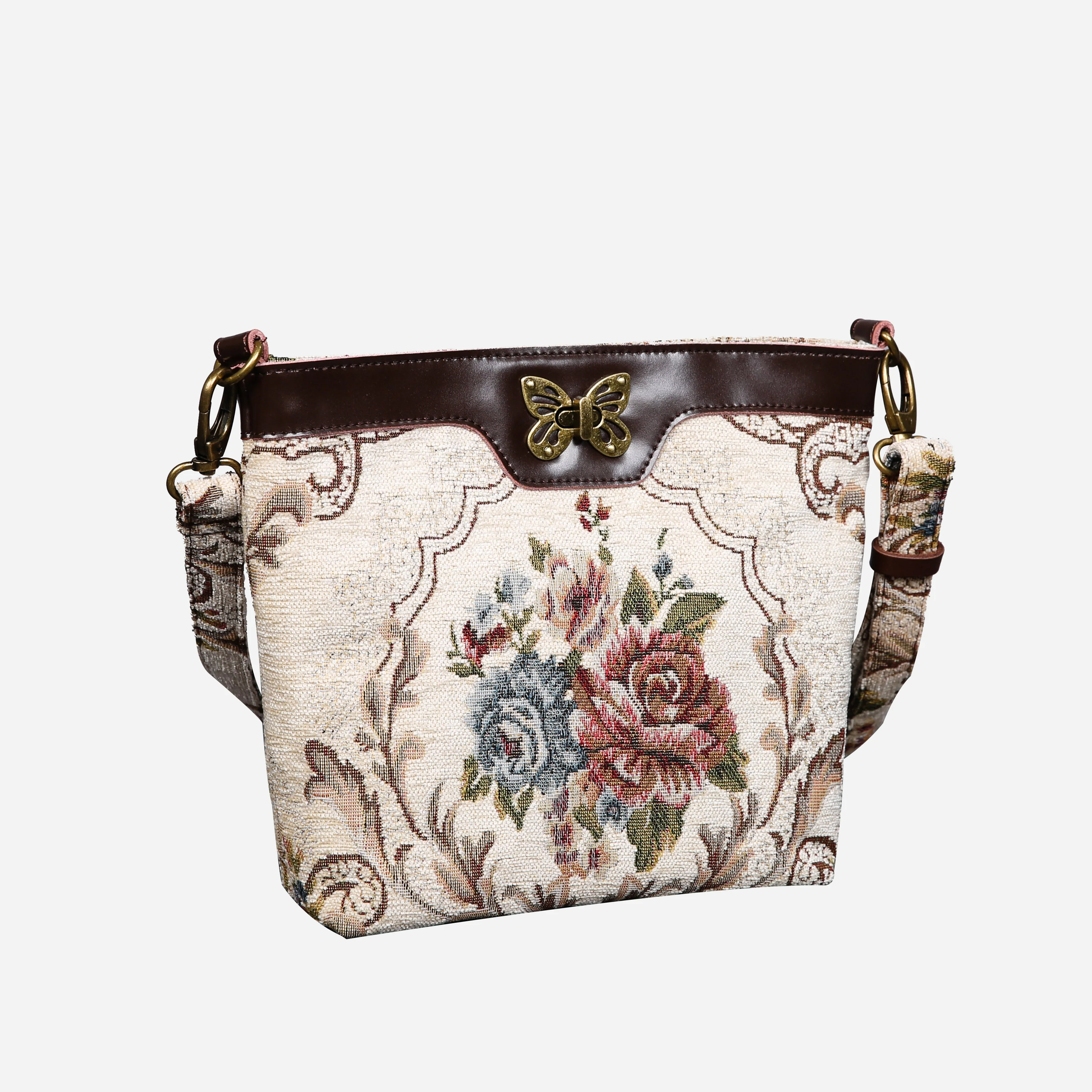 Floral Cream Butterfly Crossbody Bag - Image 2