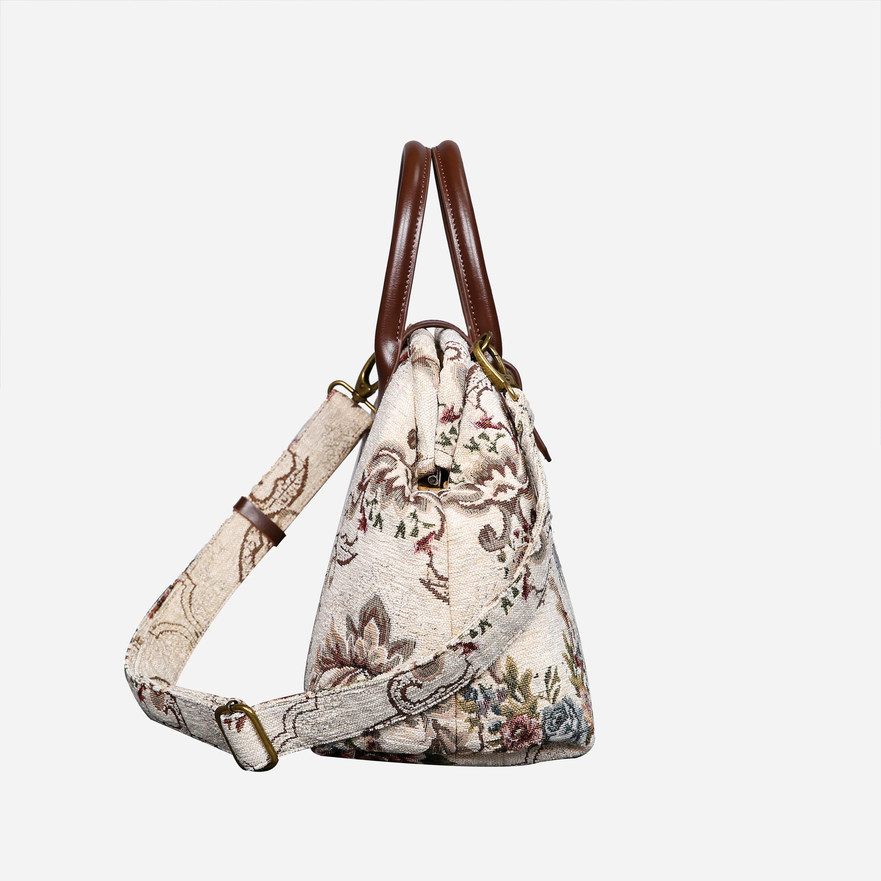 Floral Cream Carpet Handbag Purse - Image 5